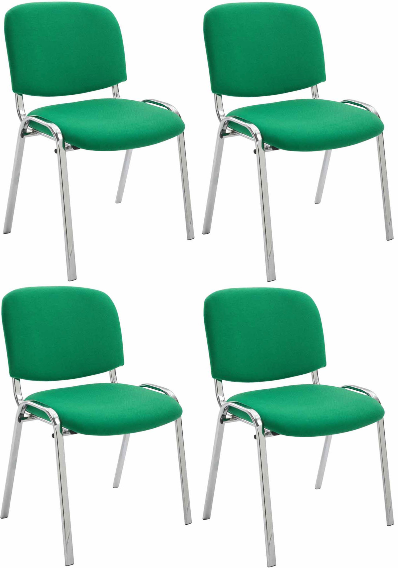 4er Set Stühle Ken Chrom Stoff grün