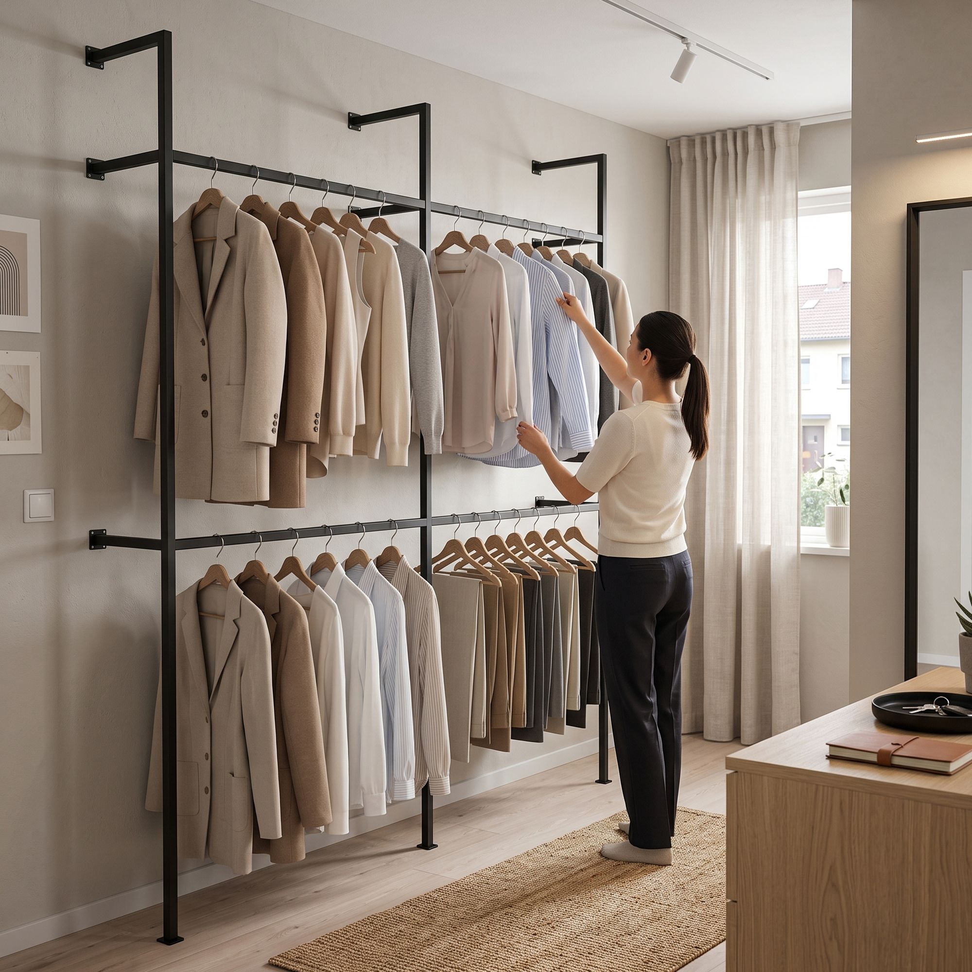 Wandgarderobe Arundel schwarz 196x35x220 cm