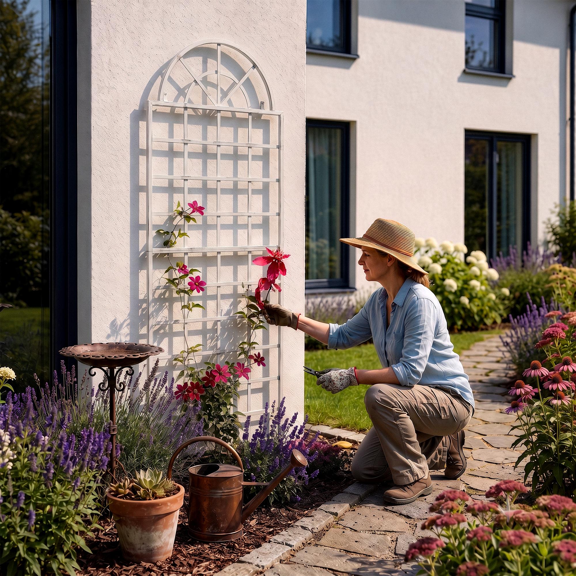 2er Set Rankgitter Viva Wandbefestigung antik weiß