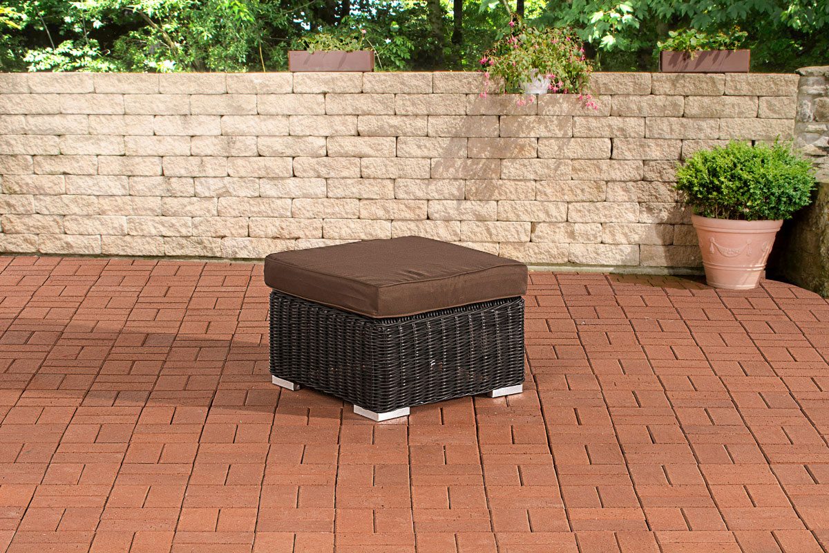 Polyrattan Hocker Bilbao / Madeira schwarz terrabraun