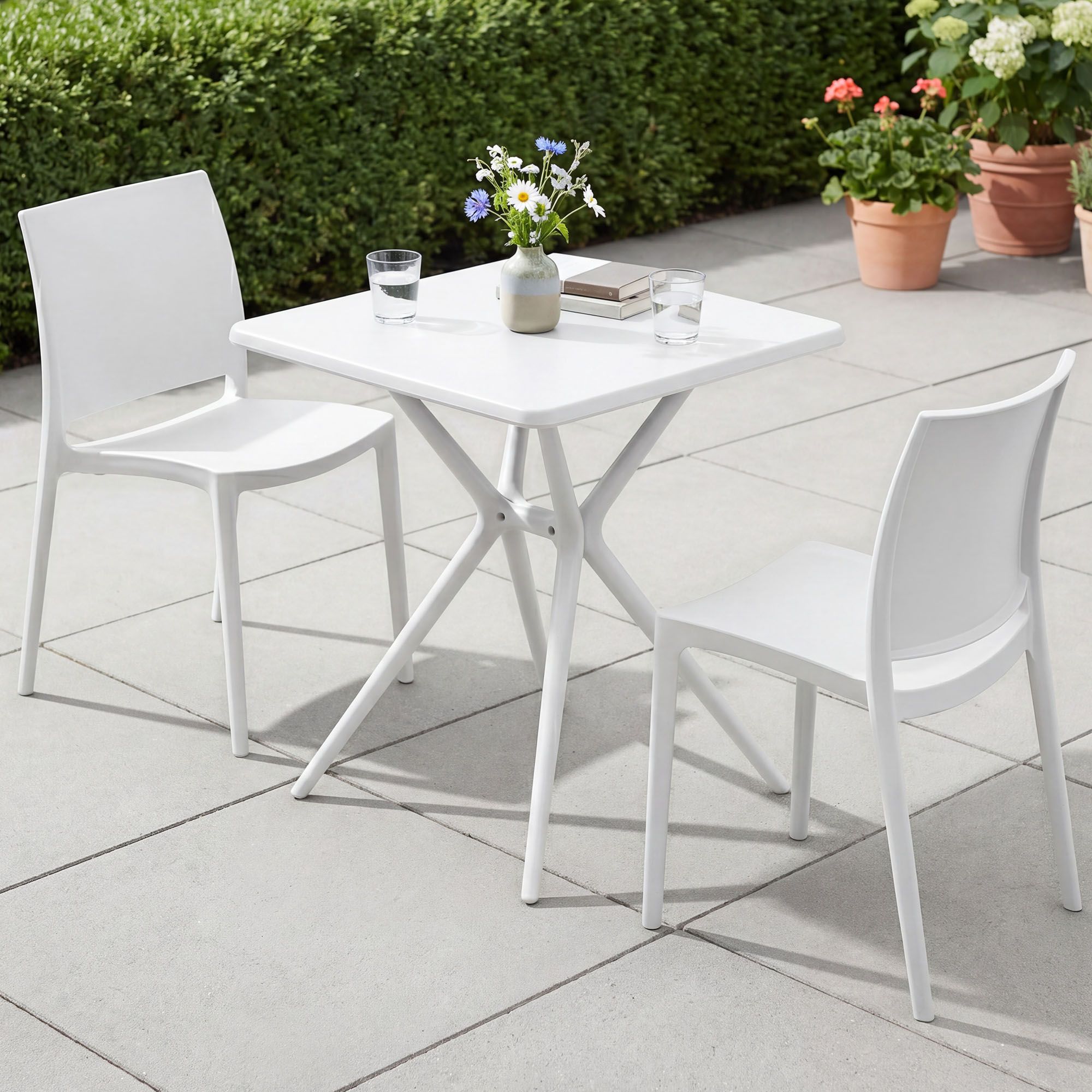 Gartenmöbel-Set Amino mit 2 Stühlen weiß