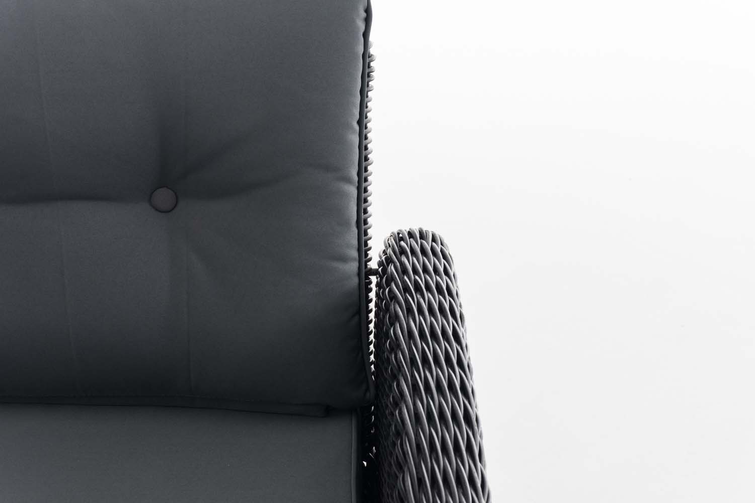 Polyrattan Gartengarnitur Sierra 5 mm schwarz eisengrau
