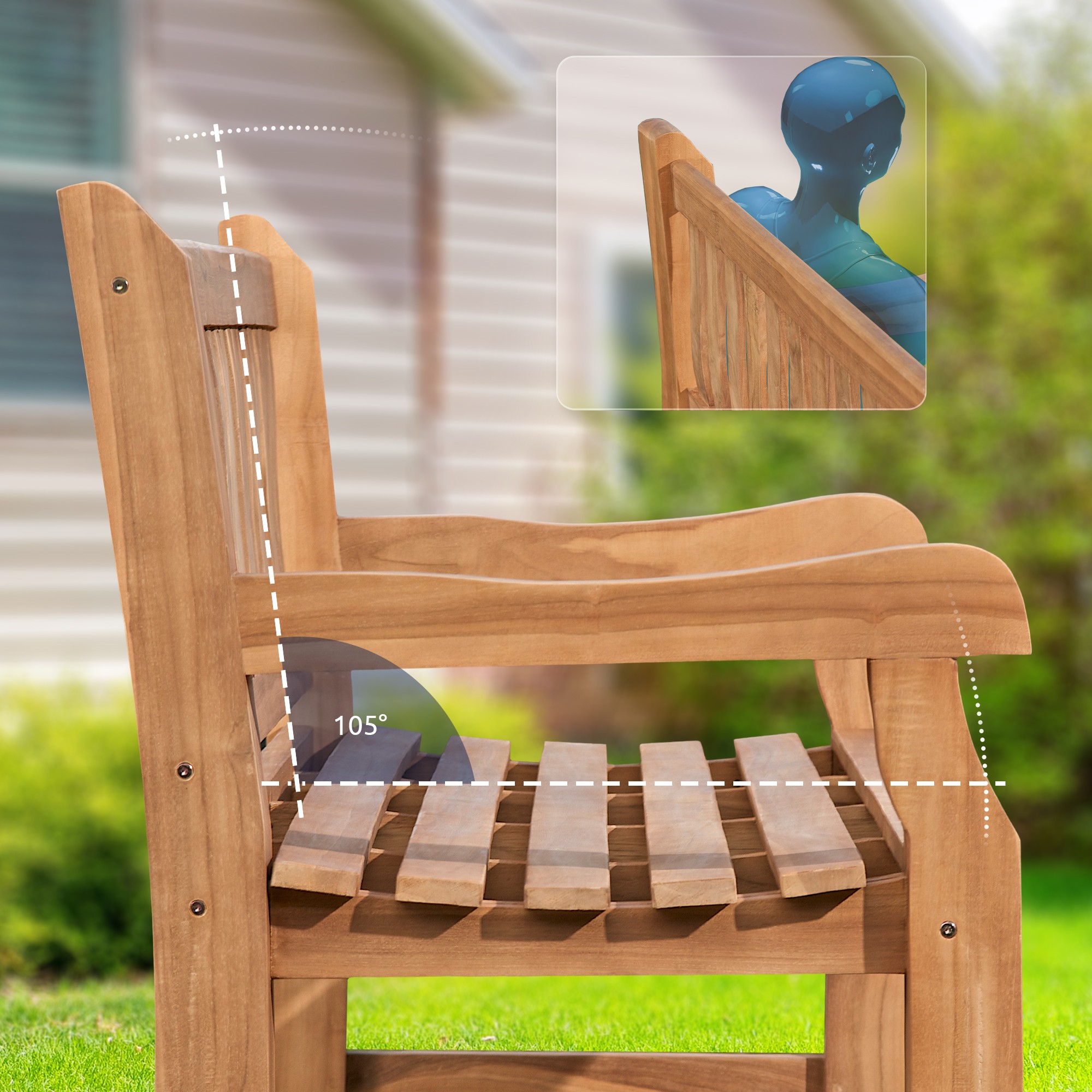 Teakbank Jackson V2 teak 120 cm