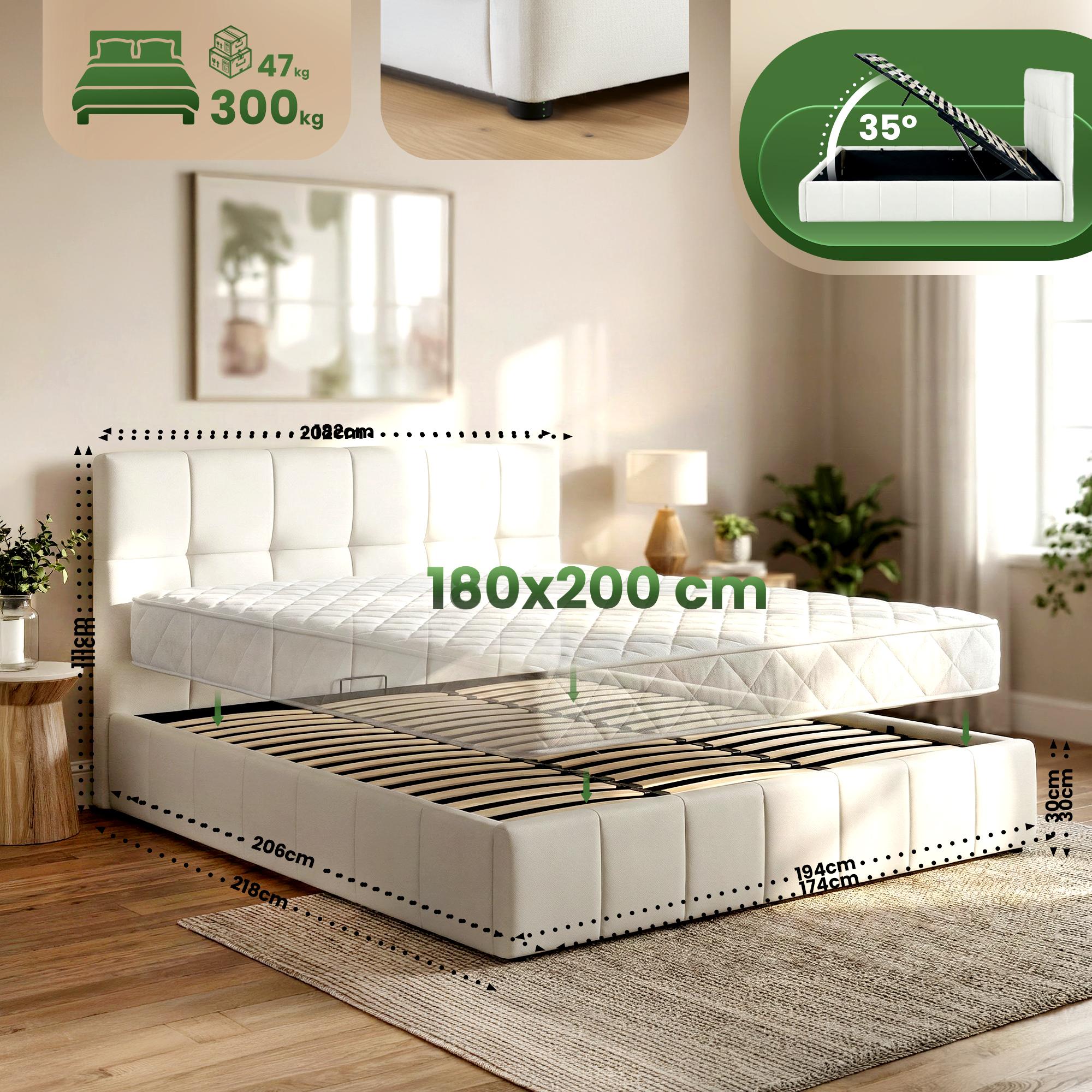 Polsterbett Ladia creme 180 cm