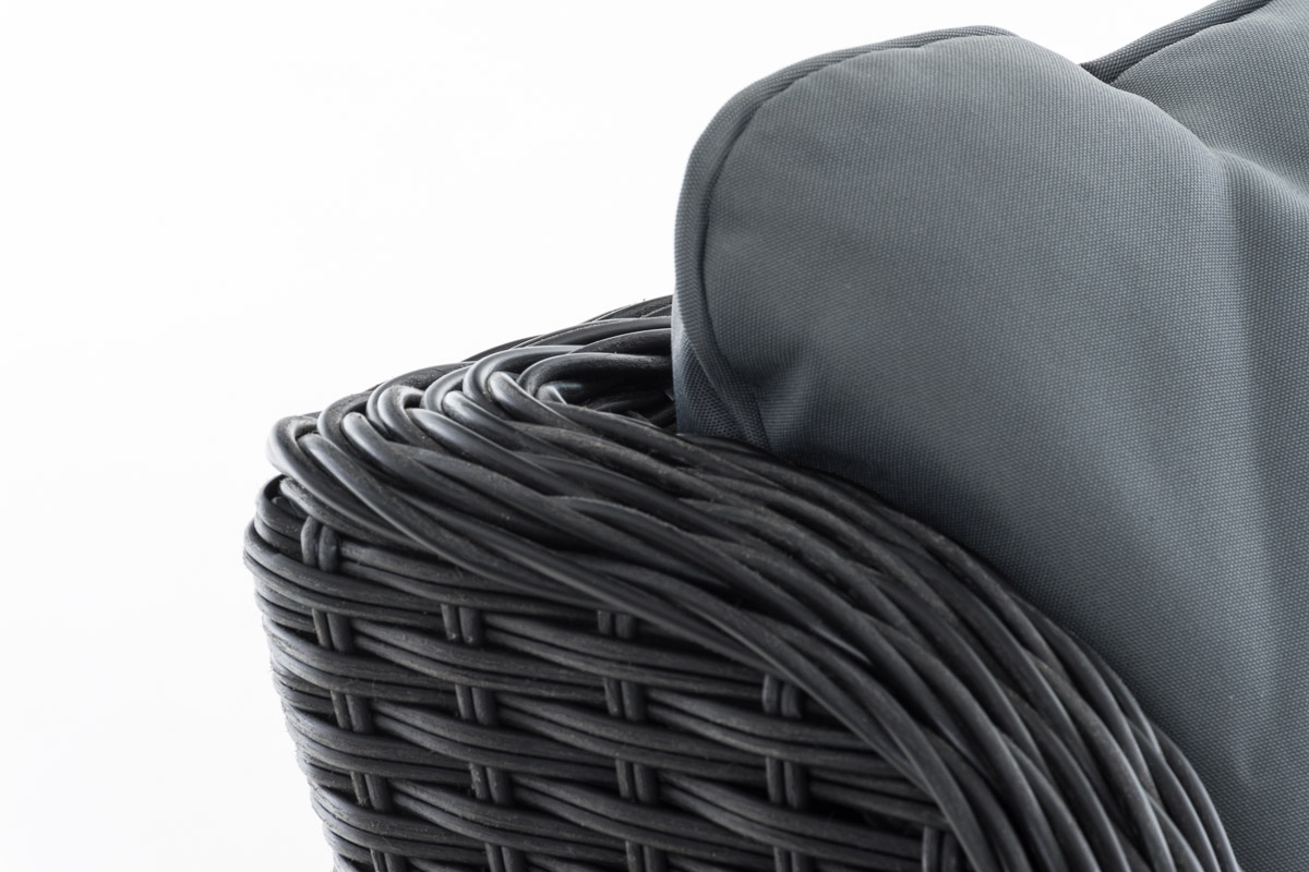 Polyrattan Verstellbarer Sessel Breno inkl. Fußhocker schwarz eisengrau