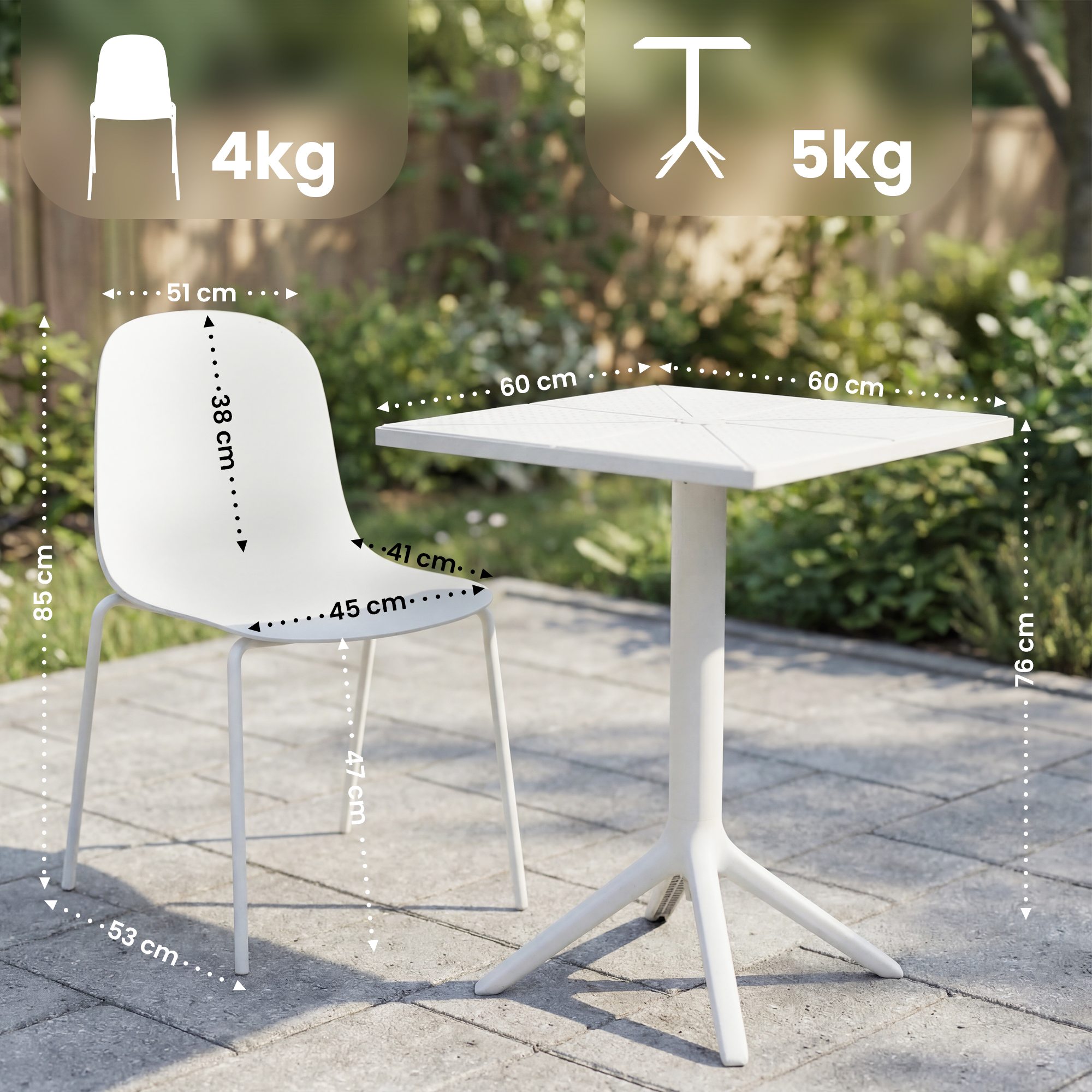 Gartenmöbel-Set Nerra mit 4 Stühlen weiß