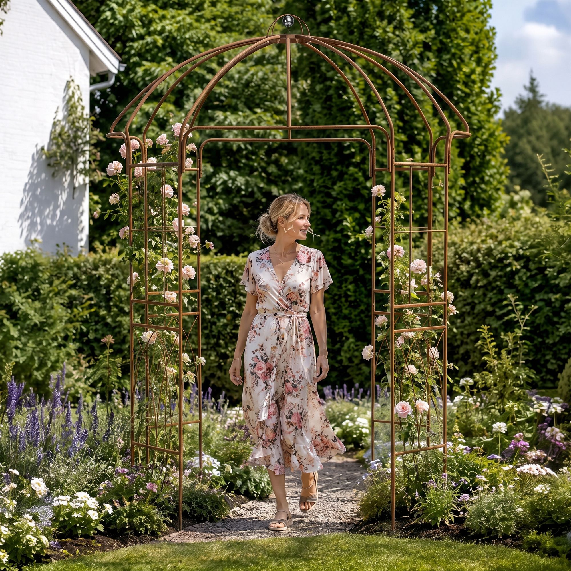 Gartenpavillon Keira mit Rankhilfe braun
