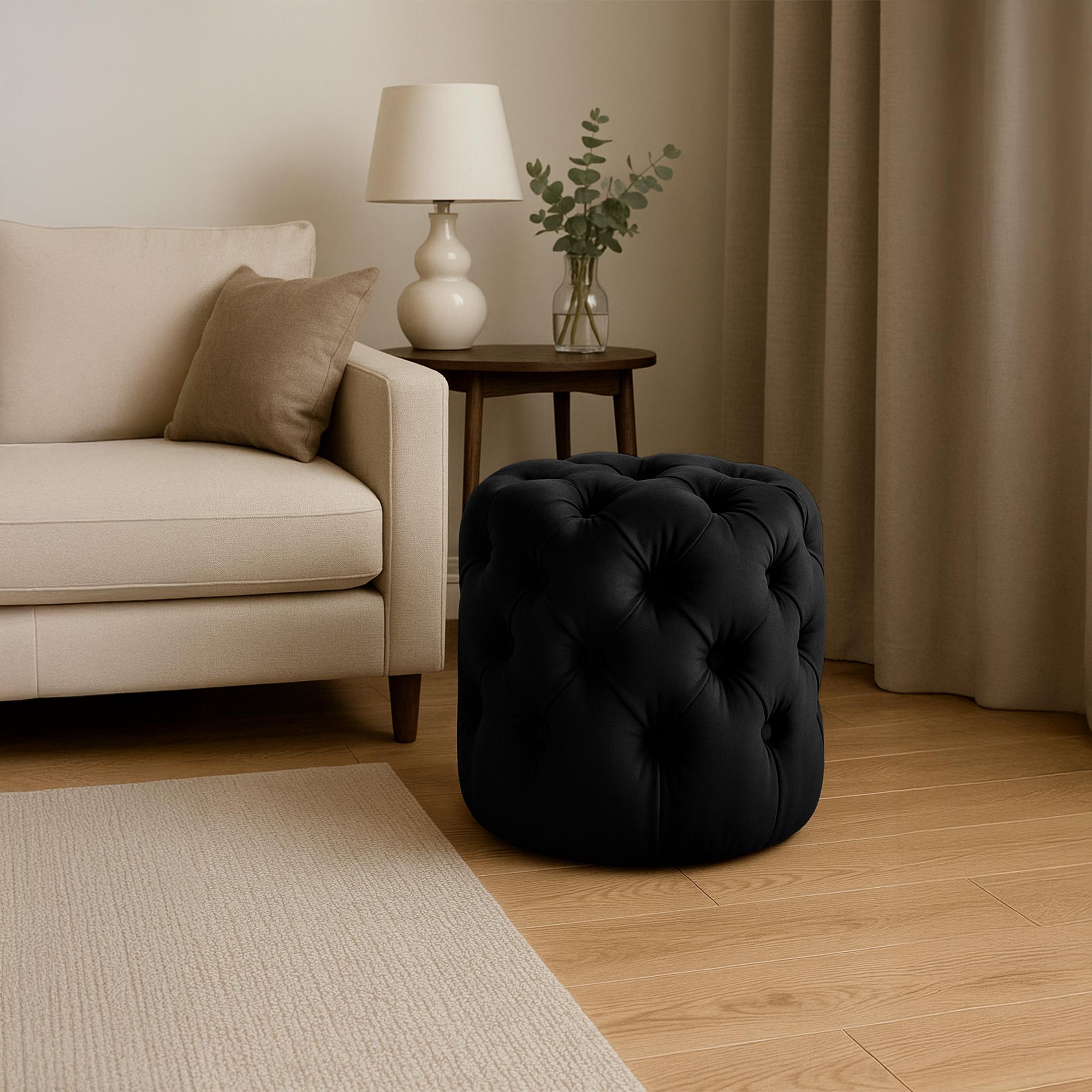 Sitzhocker Drancy Samt schwarz M