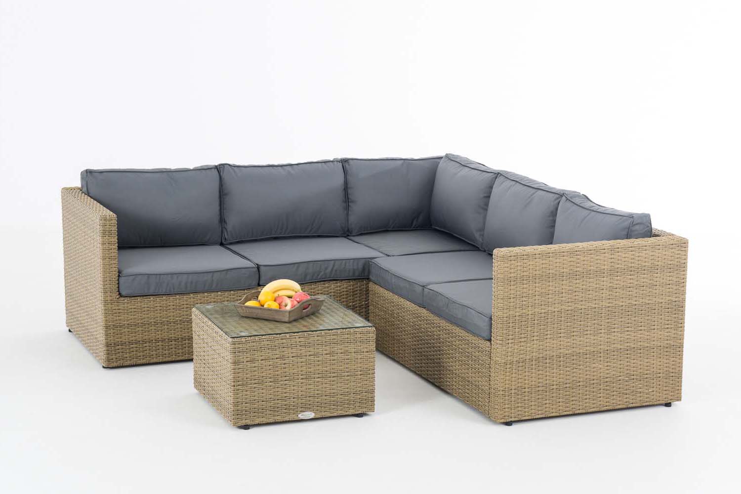 Polyrattan Ecksofa-Garnitur Genero 5mm natura eisengrau