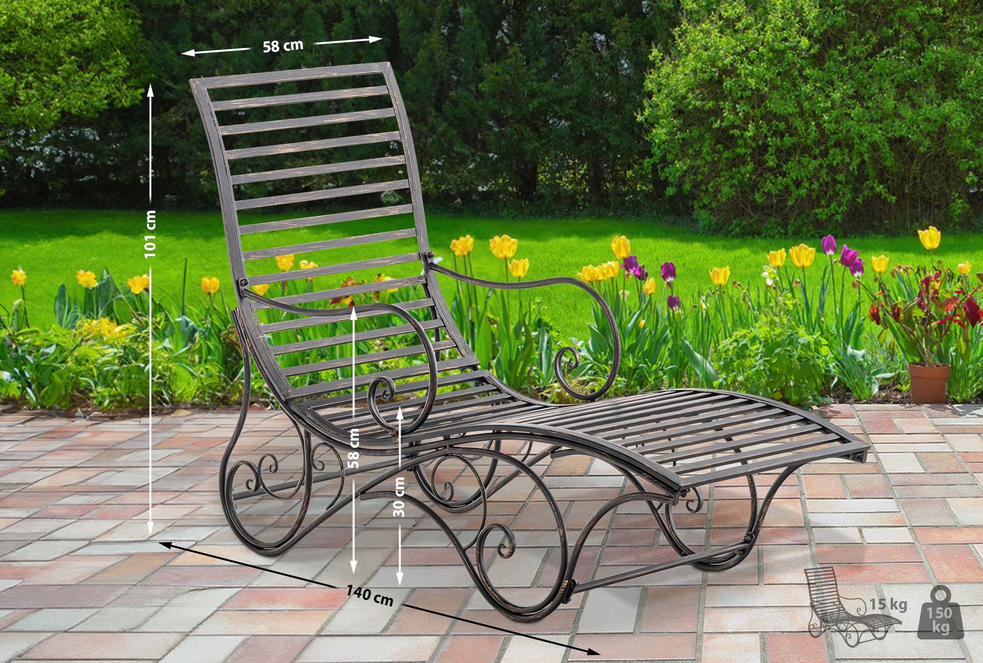 Gartenliege Amiens bronze