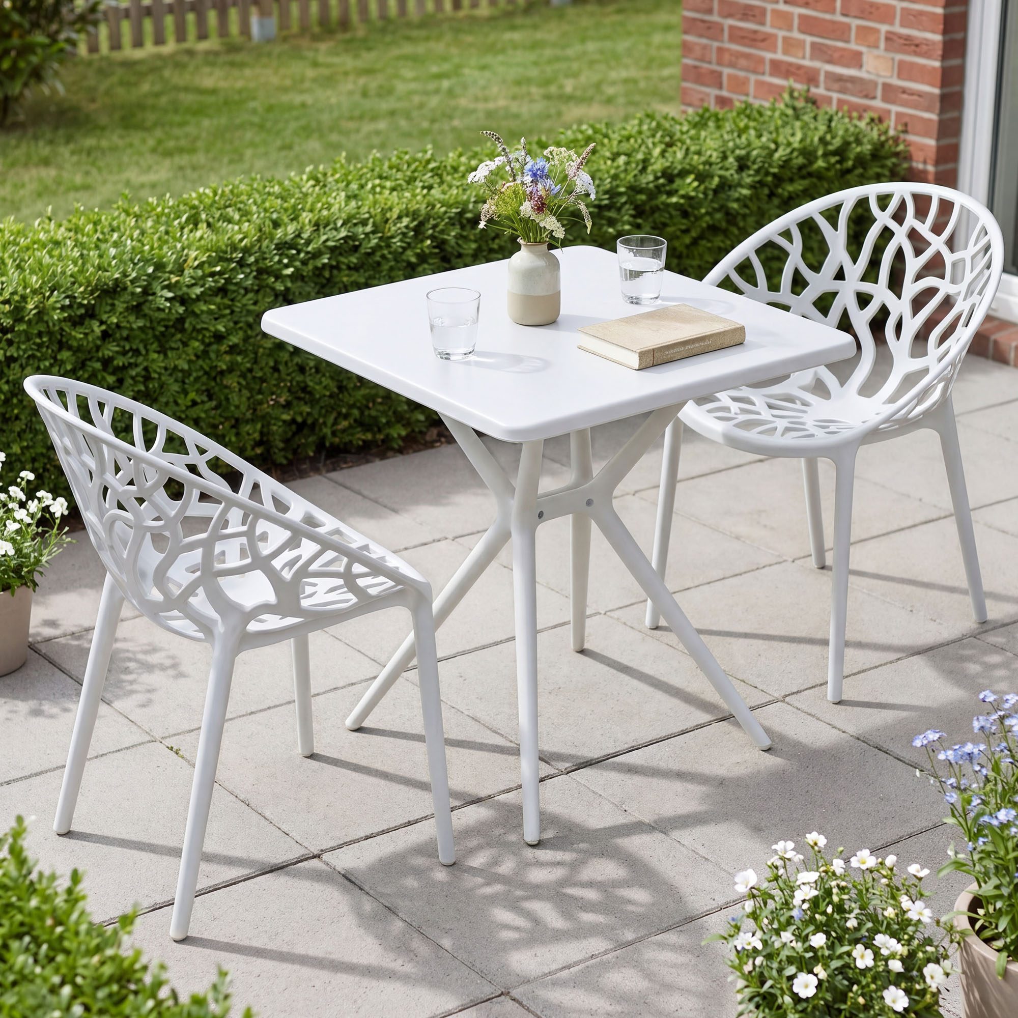 Gartenmöbel-Set Lumera mit 2 Stühlen weiß