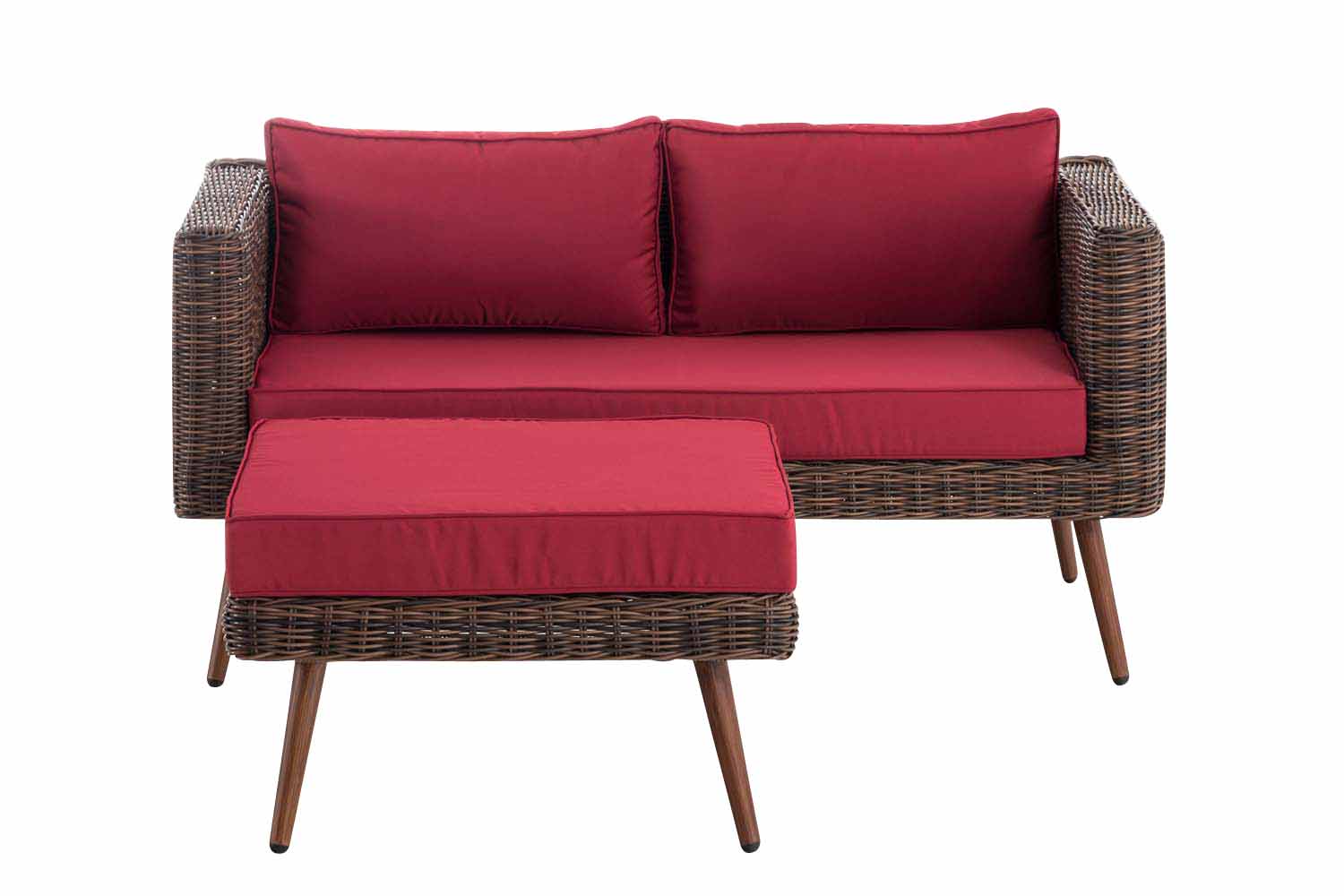2er Sofa Molde mit Fußhocker 5mm Braun-meliert rubinrot 40 cm (Dunkelbraun)