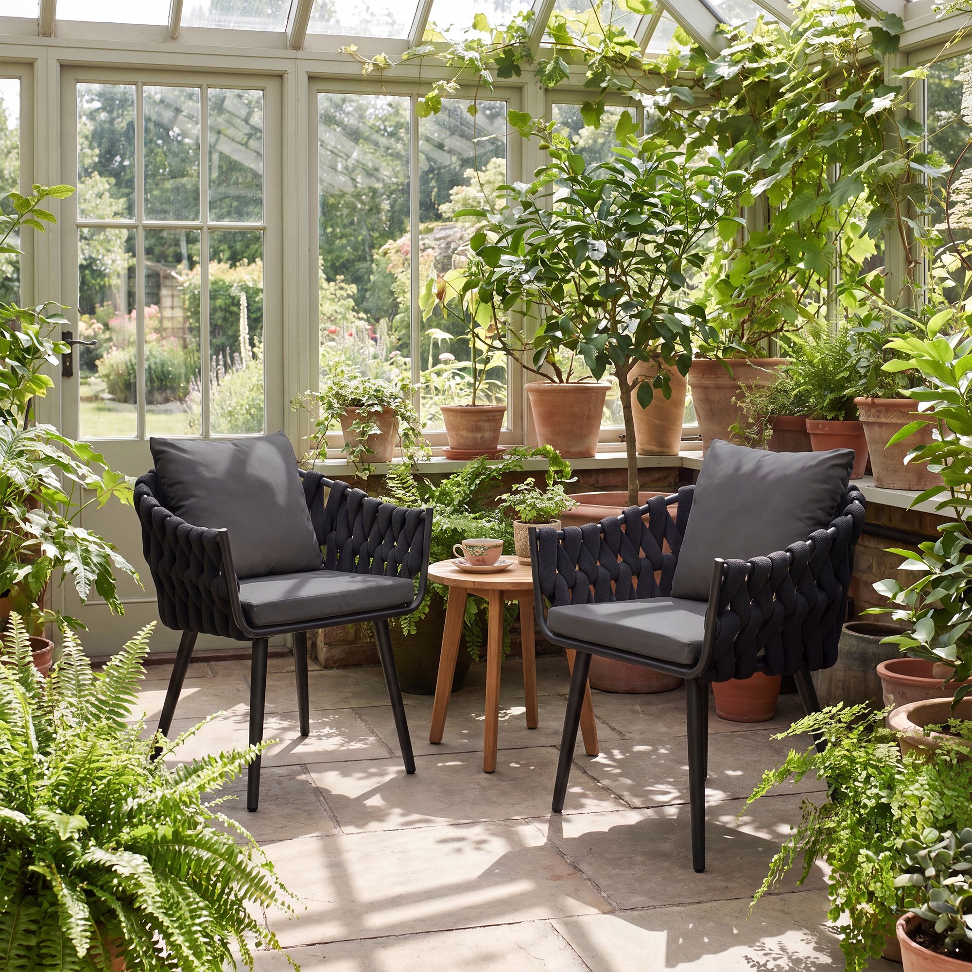 Gartensessel Naxos Anthrazit mit Sitzkissen
