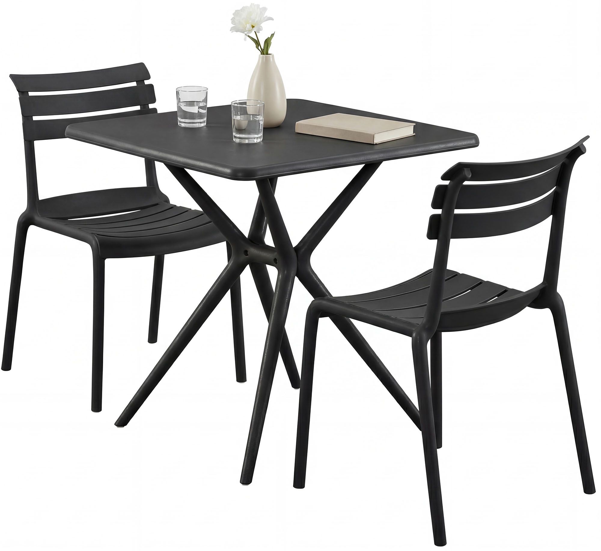 Gartenmöbel-Set Vela mit 2 Stühlen schwarz