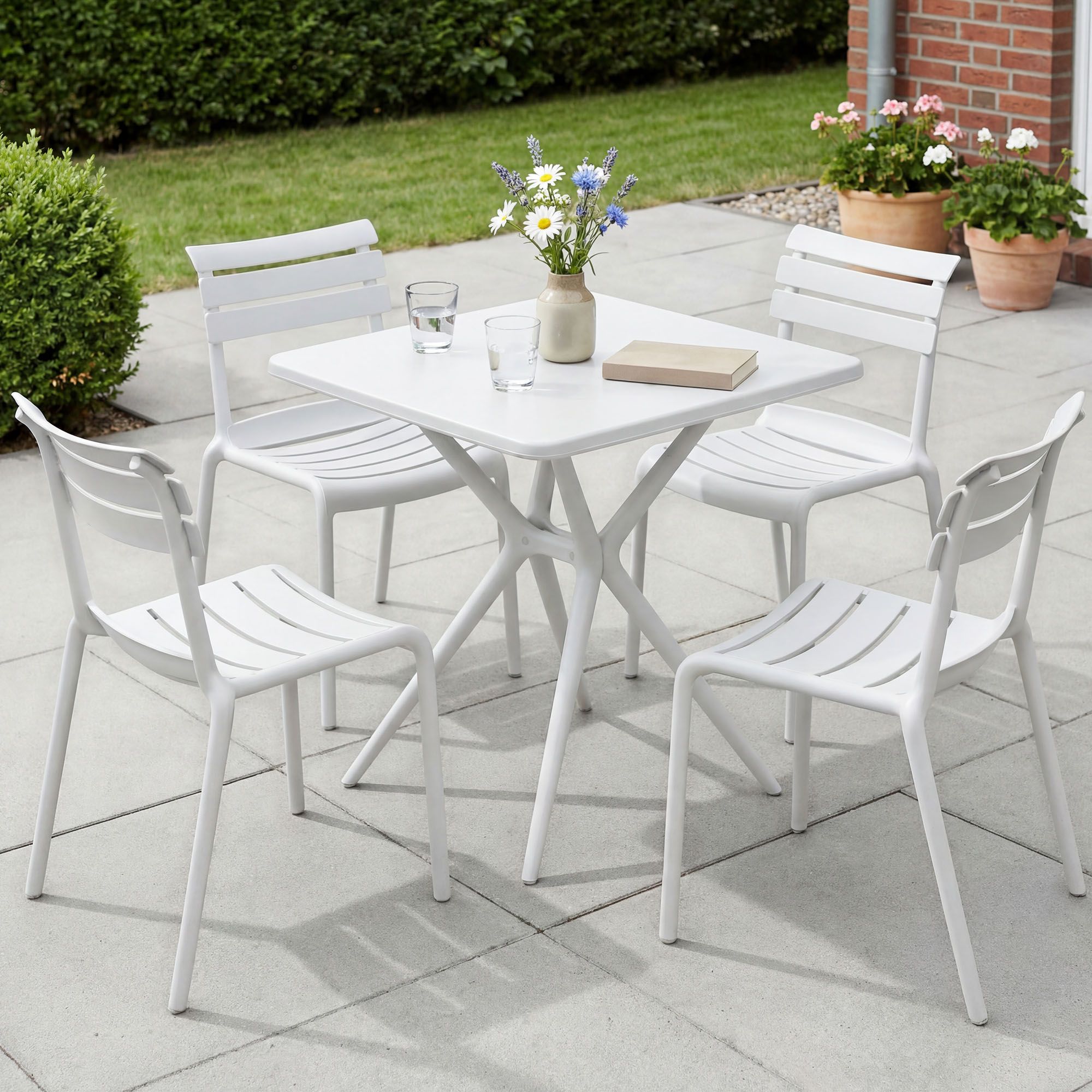 Gartenmöbel-Set Vela mit 4 Stühlen weiß