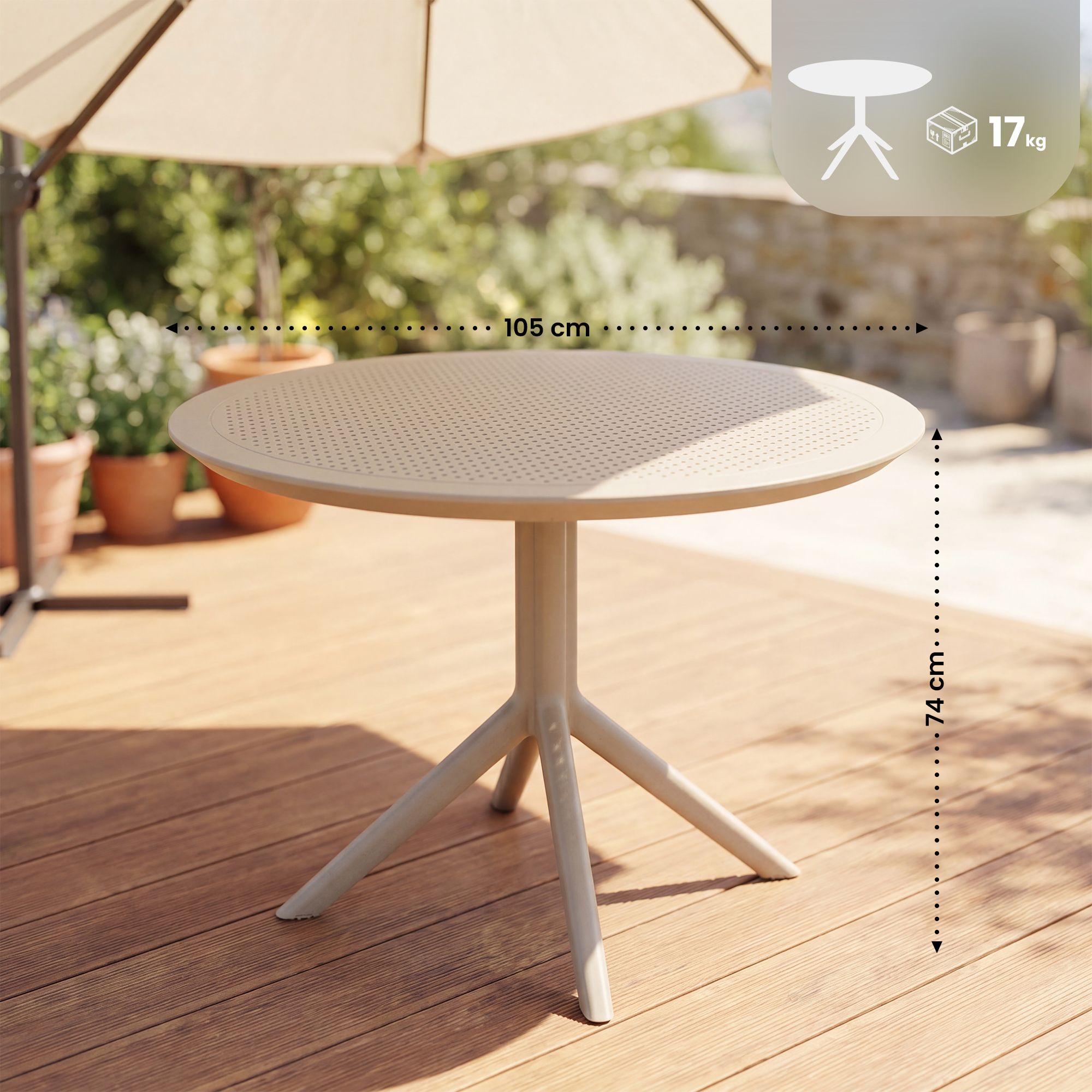 Tisch Sky 105 cm taupe
