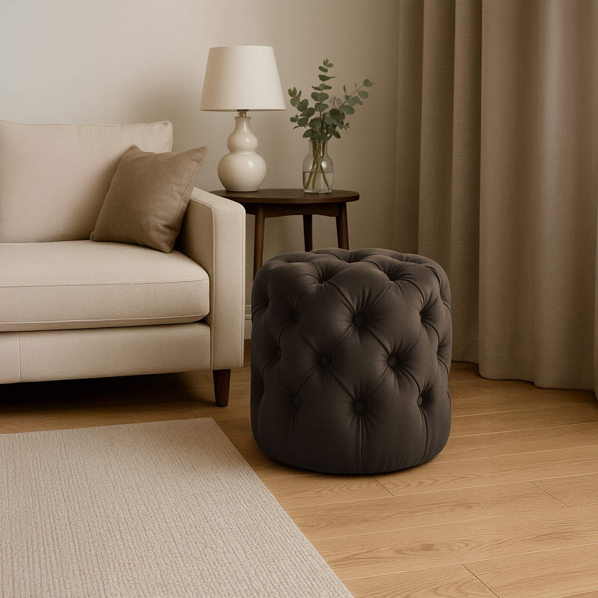 Sitzhocker Drancy Samt dunkelbraun M