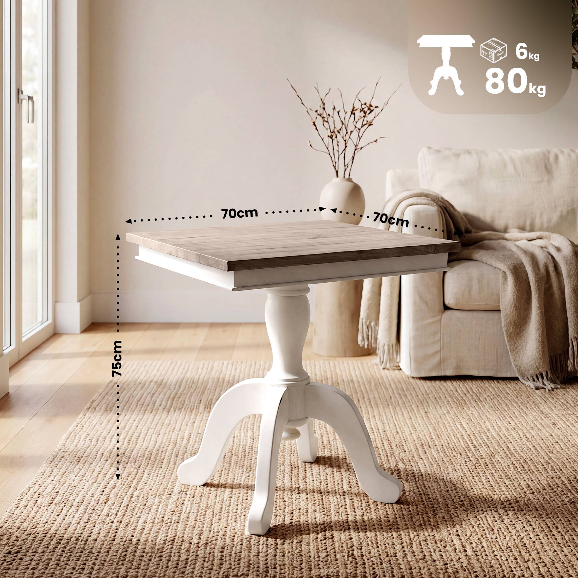 Beistelltisch Lorne natura/weiß 70 cm