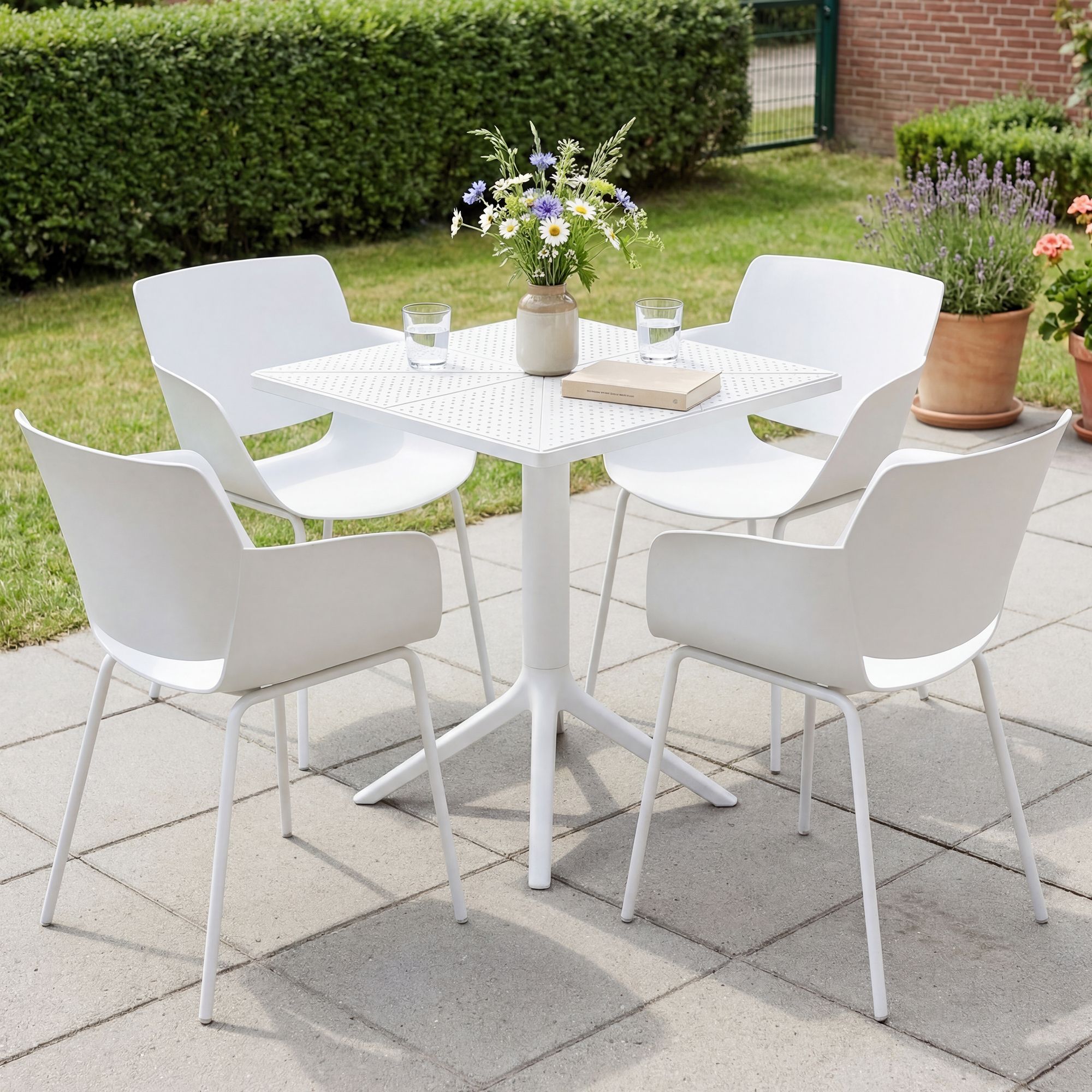 Gartenmöbel-Set Norva mit 4 Stühlen weiß