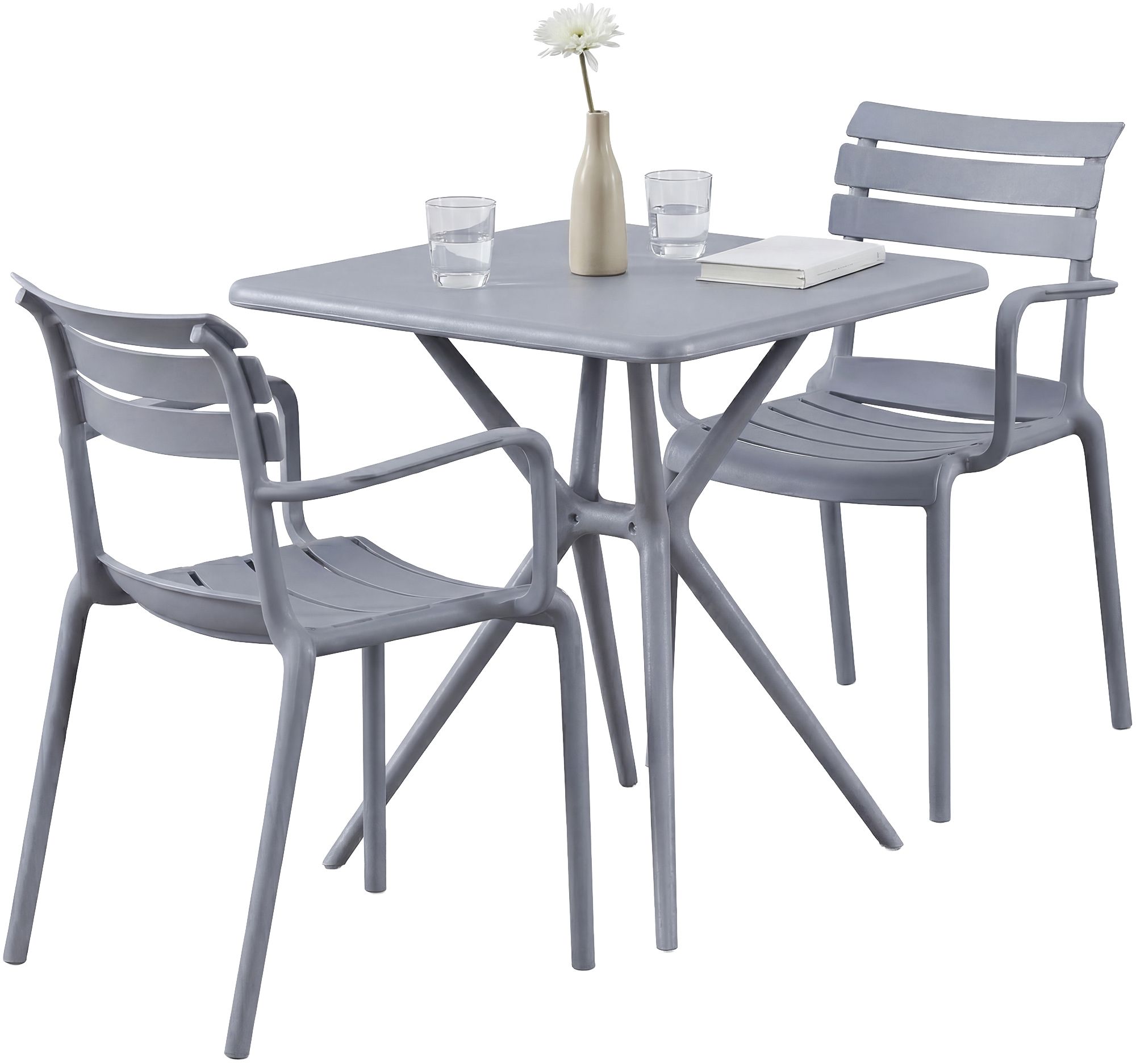 Gartenmöbel-Set Avena mit 2 Stühlen grau