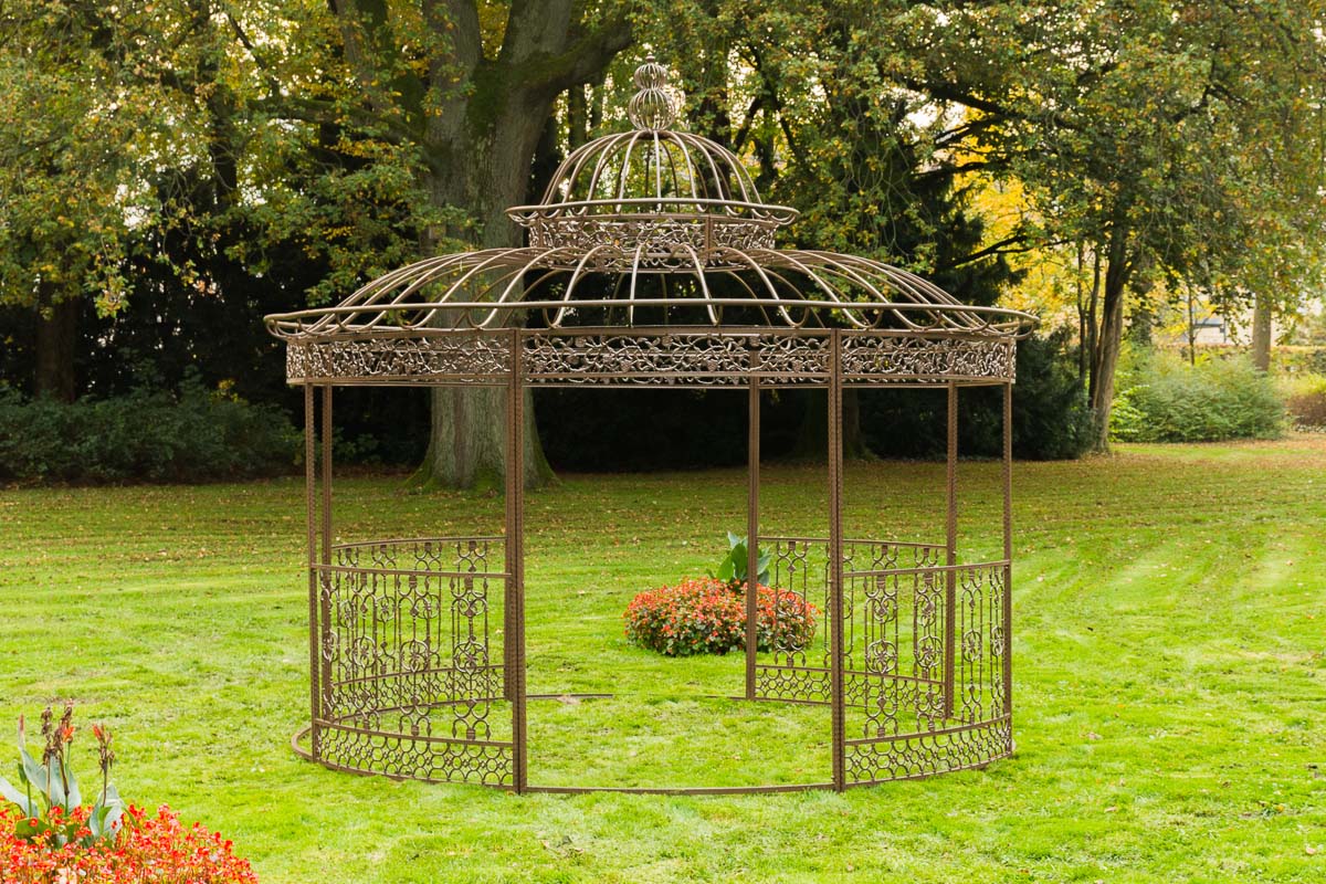 Luxus Pavillon Romantik V2 rund 350 cm antik braun