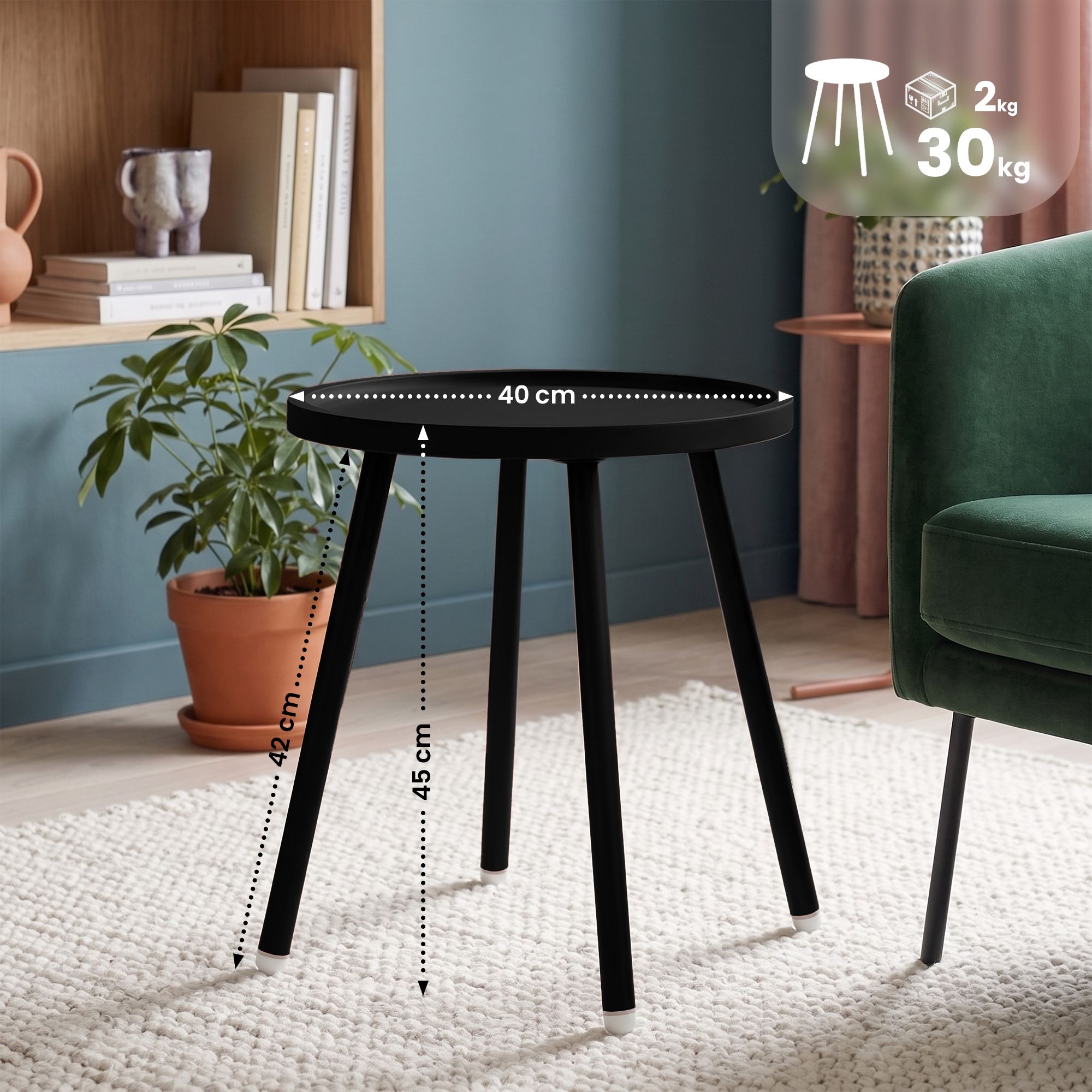 Beistelltisch Busan Ø 40 cm schwarz