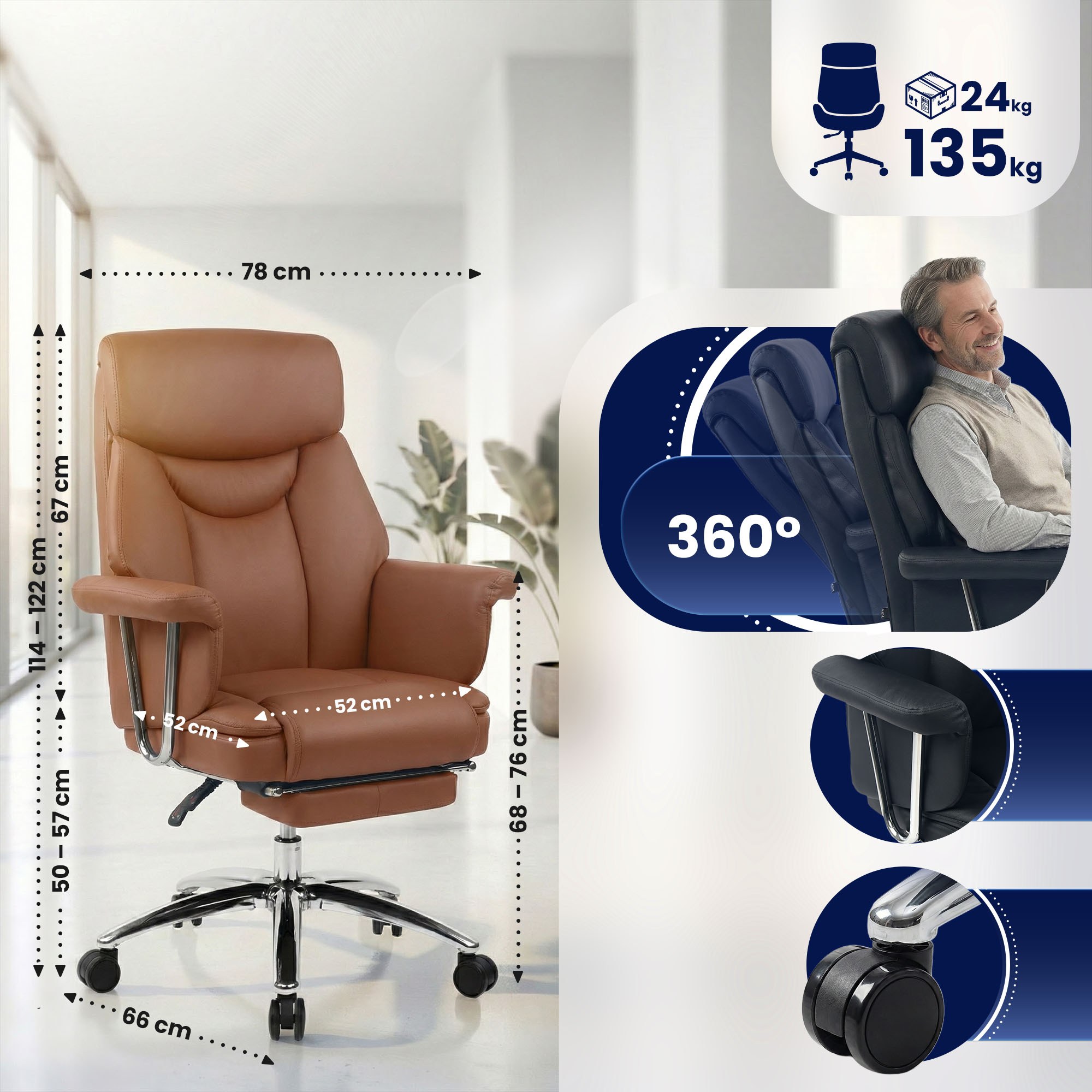 Bürostuhl Dahra Echtleder