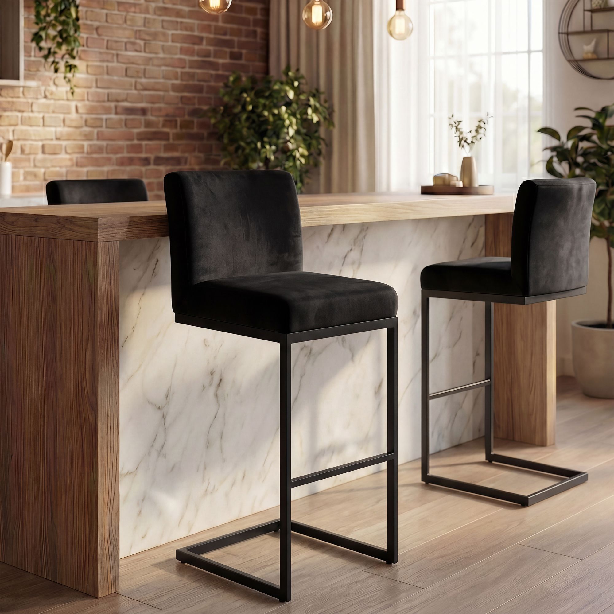 2er Set Barhocker Hopewell Samt