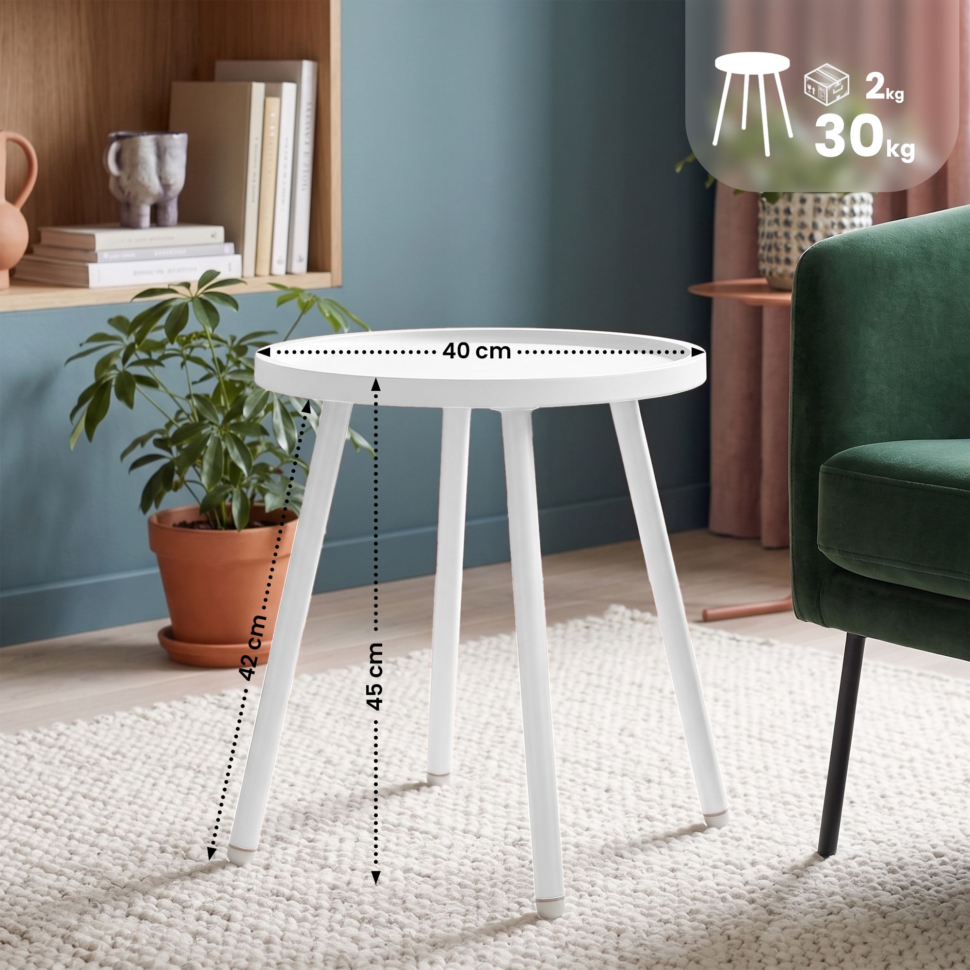 Beistelltisch Busan Ø 40 cm weiß