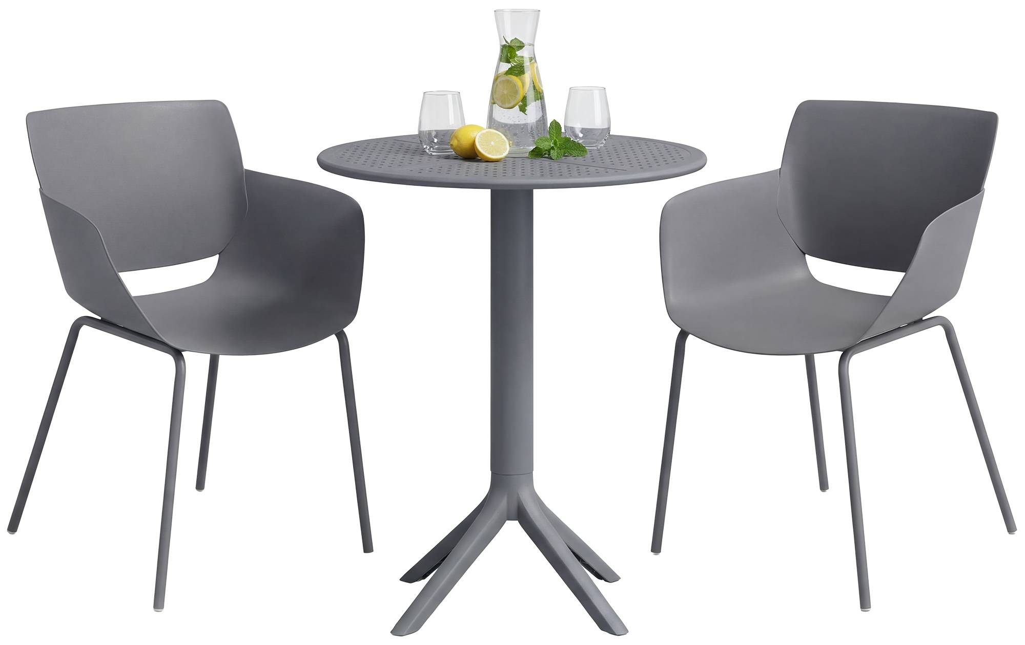 Gartenmöbel-Set Siora mit 2 Stühlen dunkelgrau