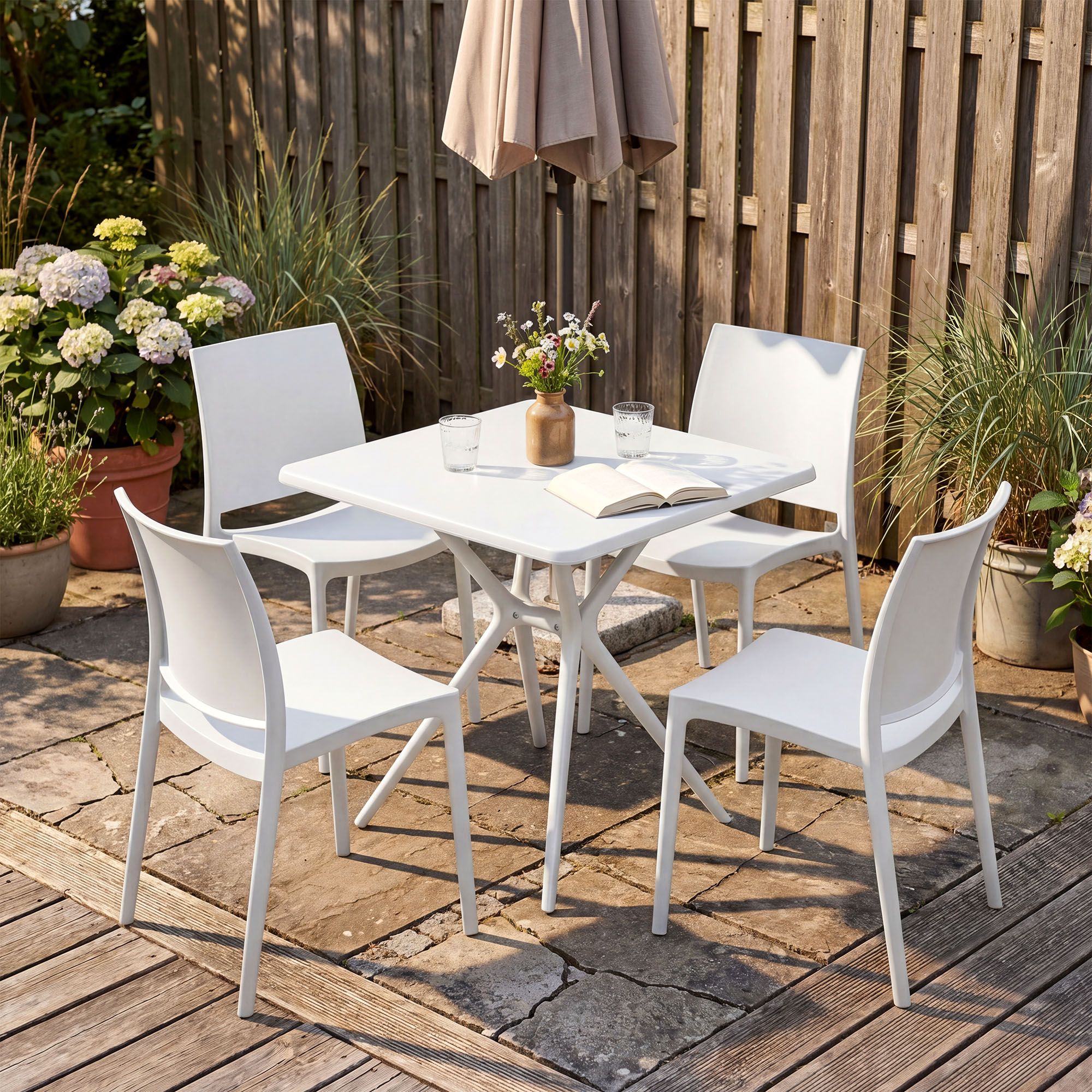 Gartenmöbel-Set Amino mit 4 Stühlen weiß