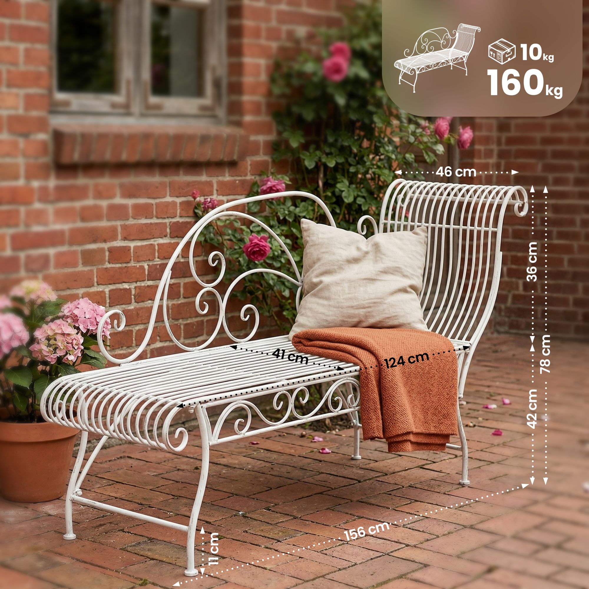 Gartenbank Karma antik weiß