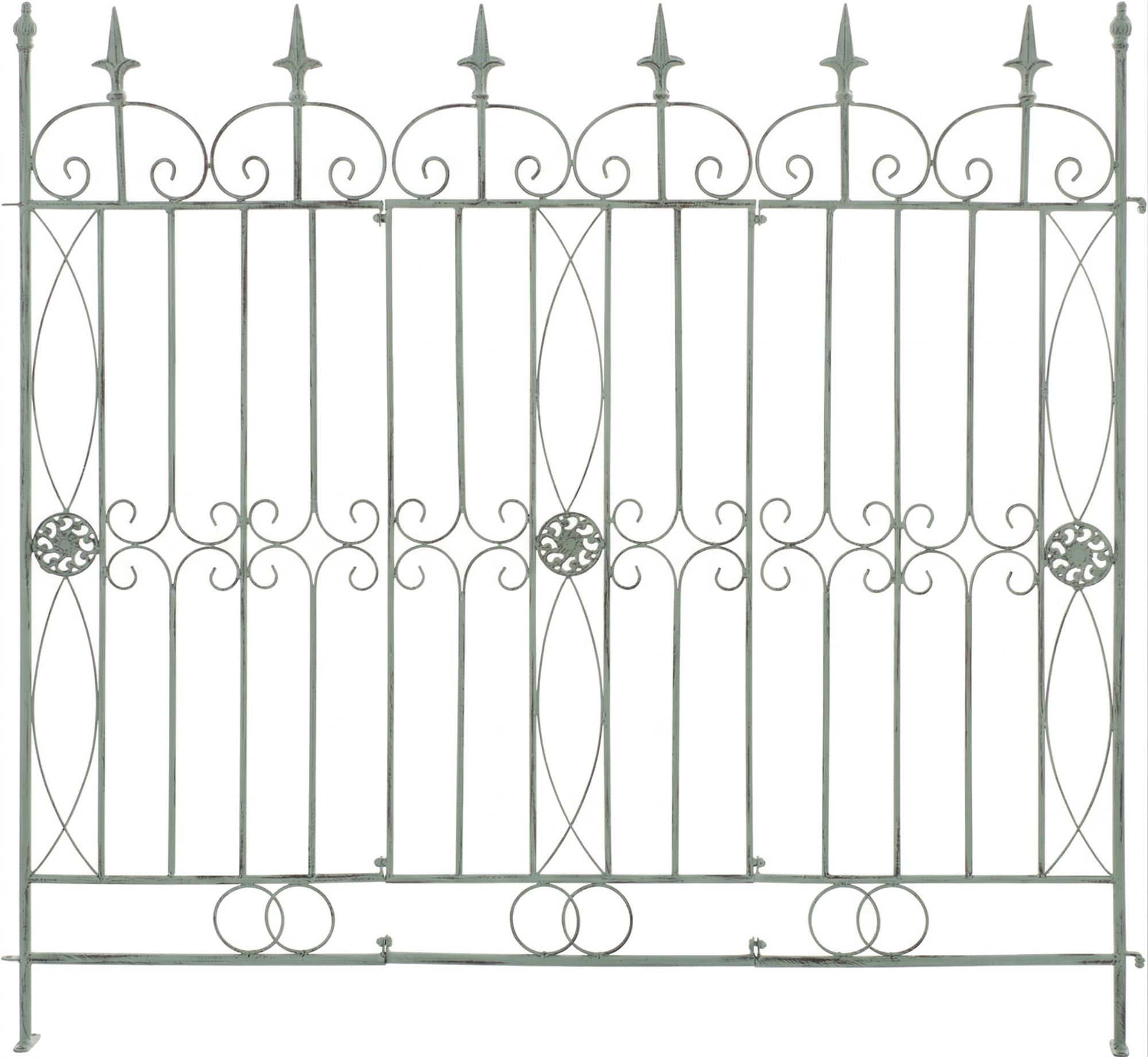 4er Set Gartenzäune Mangold antik-grün