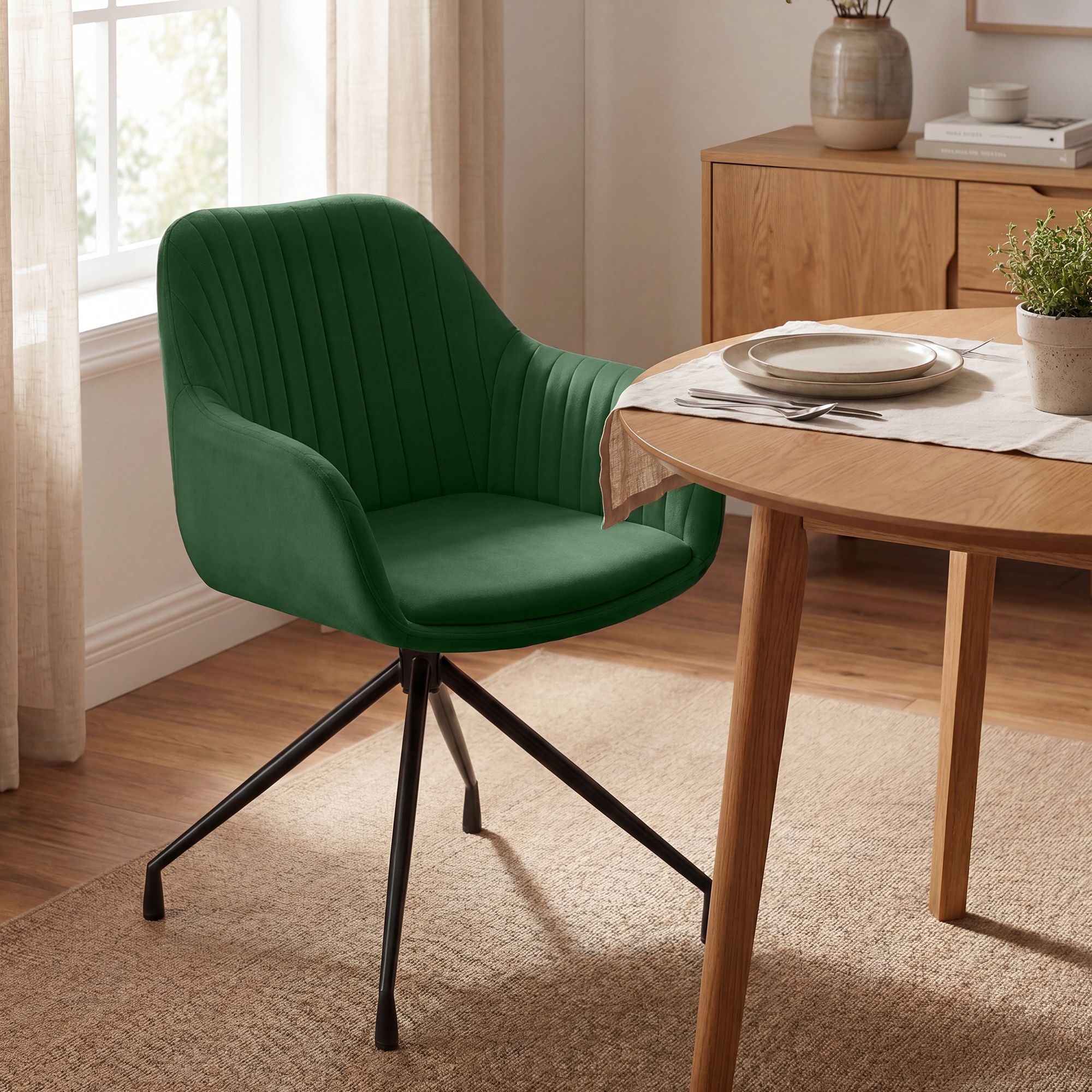 2er Set Esszimmerstühle Welby grün Samt