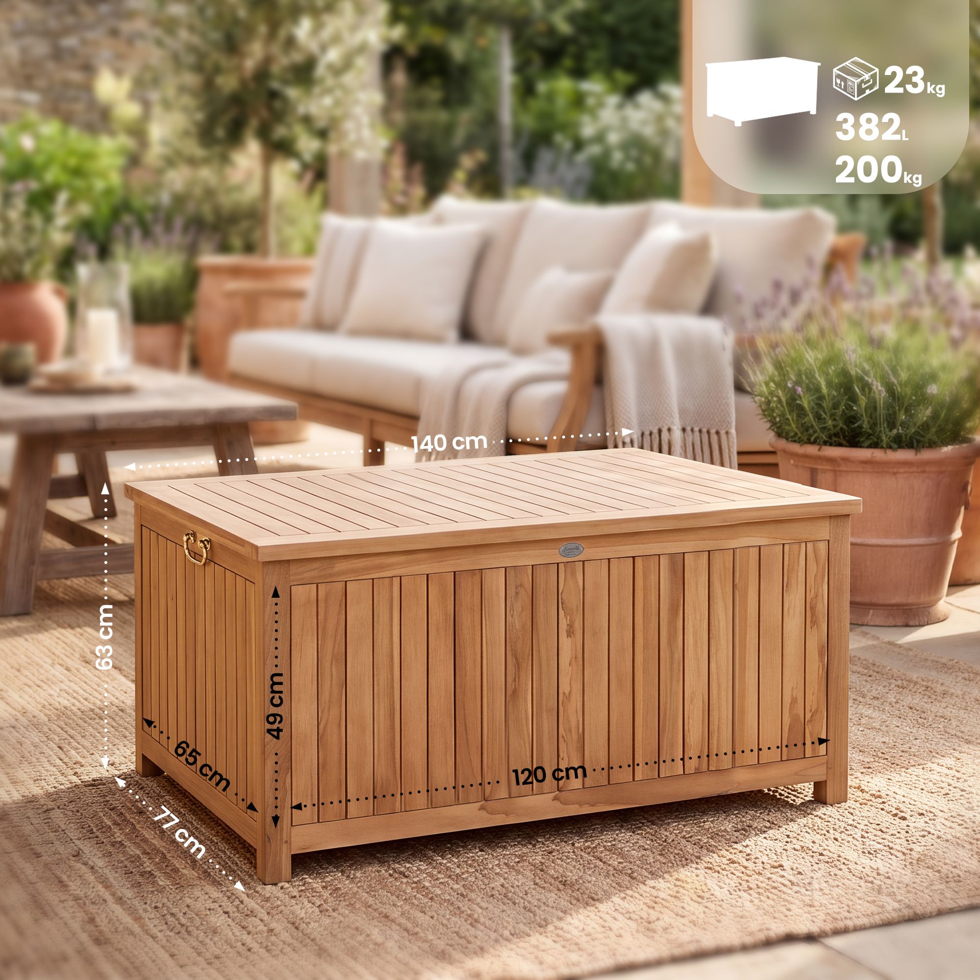 Teak Auflagenbox Odessa teak 140 cm