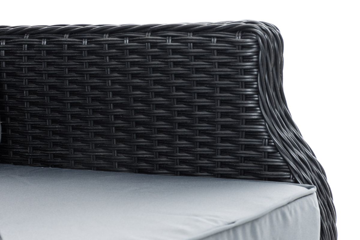 Polyrattan Verstellbarer Sessel Breno inkl. Fußhocker schwarz eisengrau