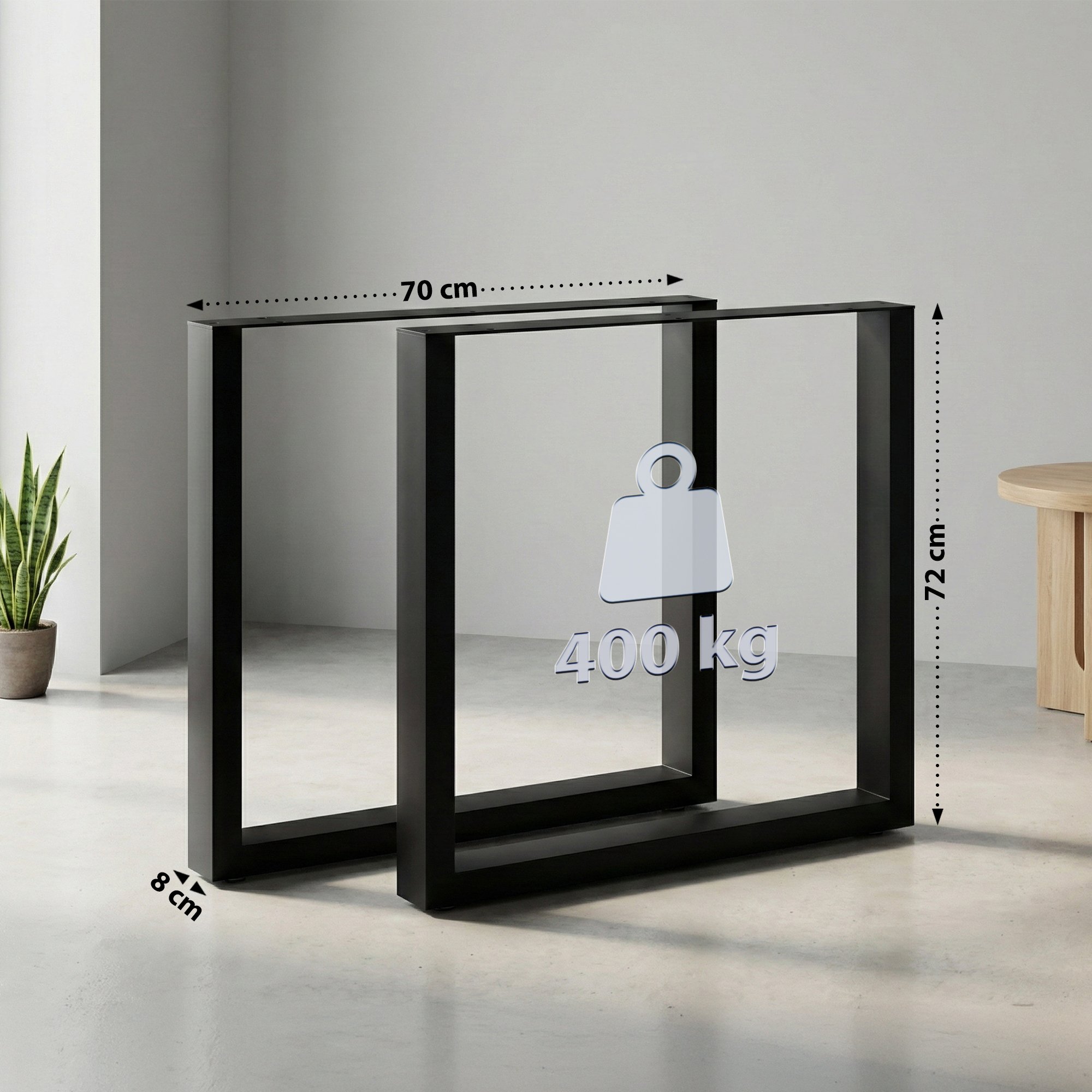 2er Set Tischbeine Ilkan schwarz 70 cm