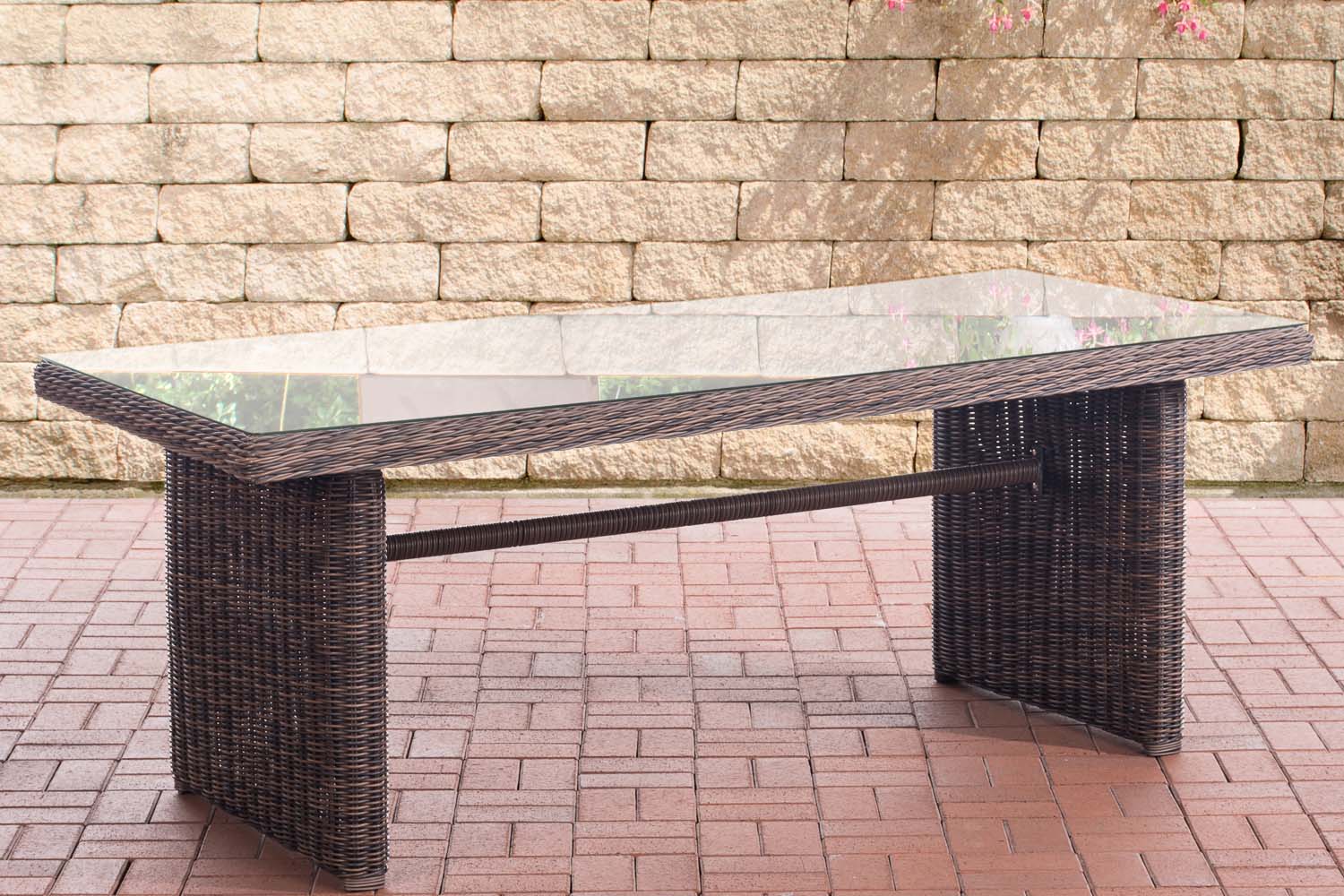 Polyrattan Tisch Fontana XL 200 x 90 cm braun-meliert