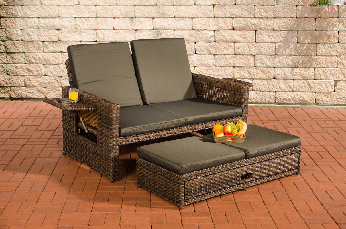 Polyrattan Sofa Ancona 5mm braun-meliert anthrazit