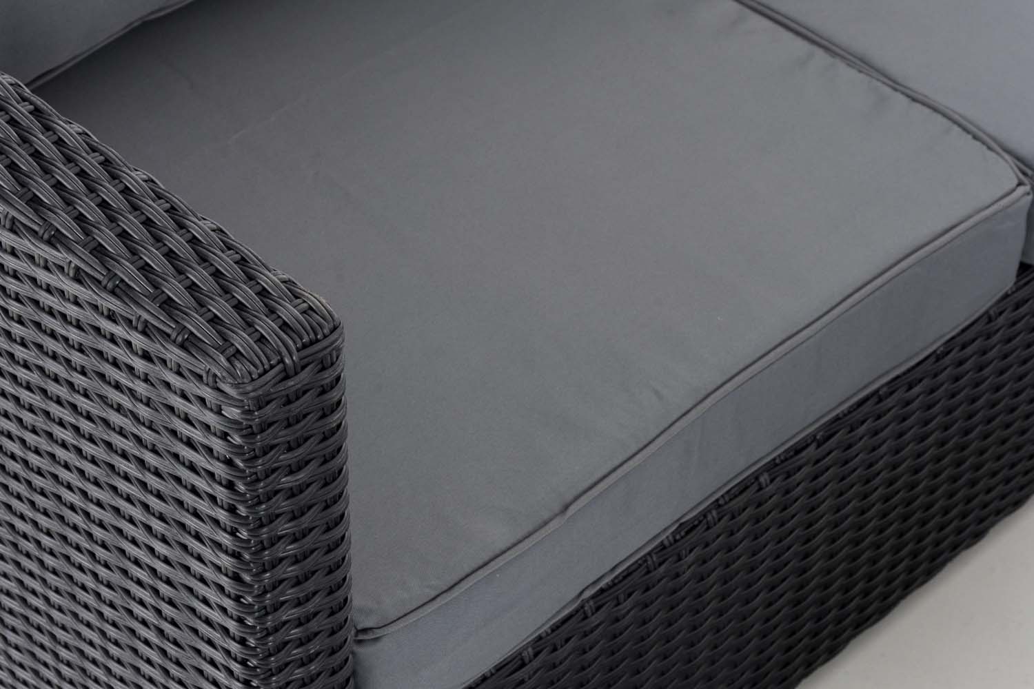 Polyrattan Ecksofa-Garnitur Genero 5mm schwarz eisengrau