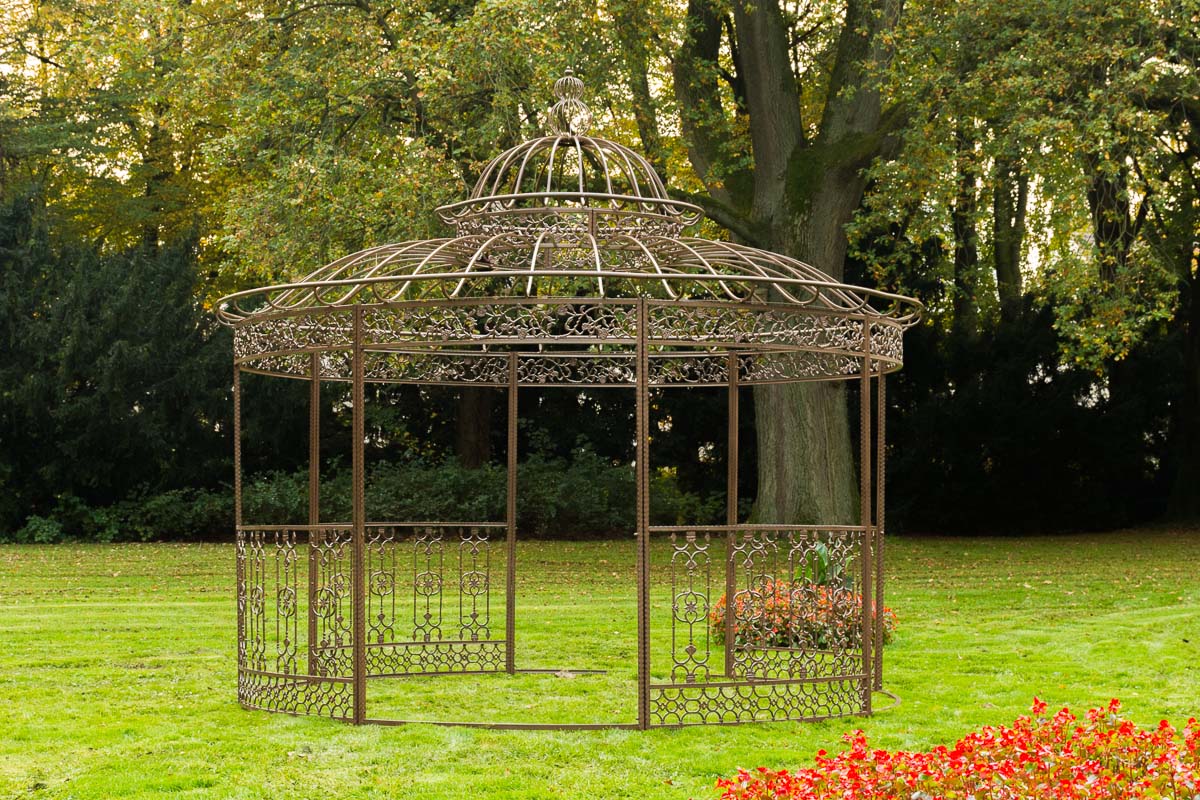 Luxus Pavillon Romantik V2 rund 350 cm antik braun