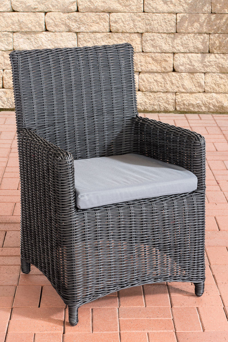 Polyrattan Gartenstuhl Fontana 5mm schwarz eisengrau