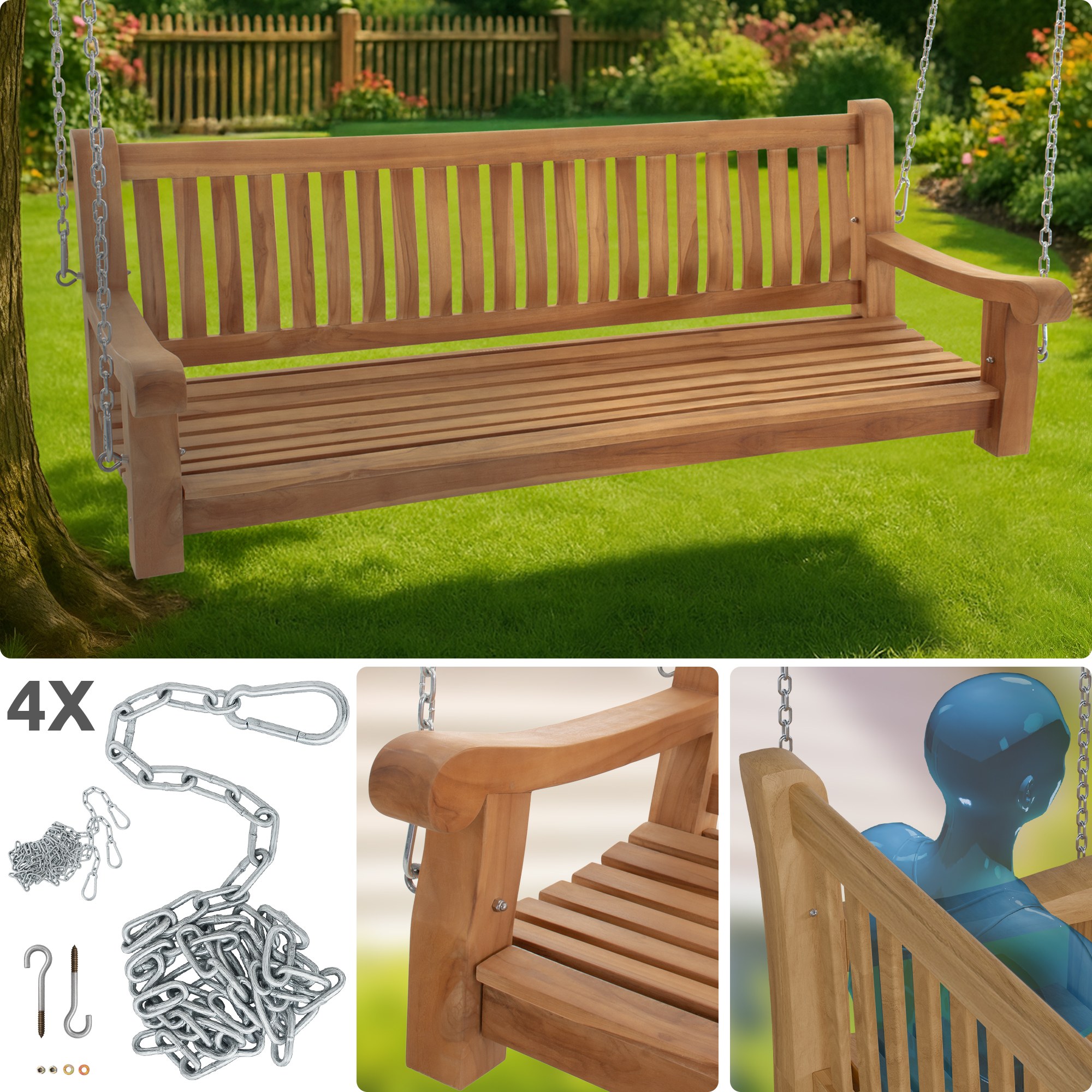 Schaukelbank Joyce teak 180 cm