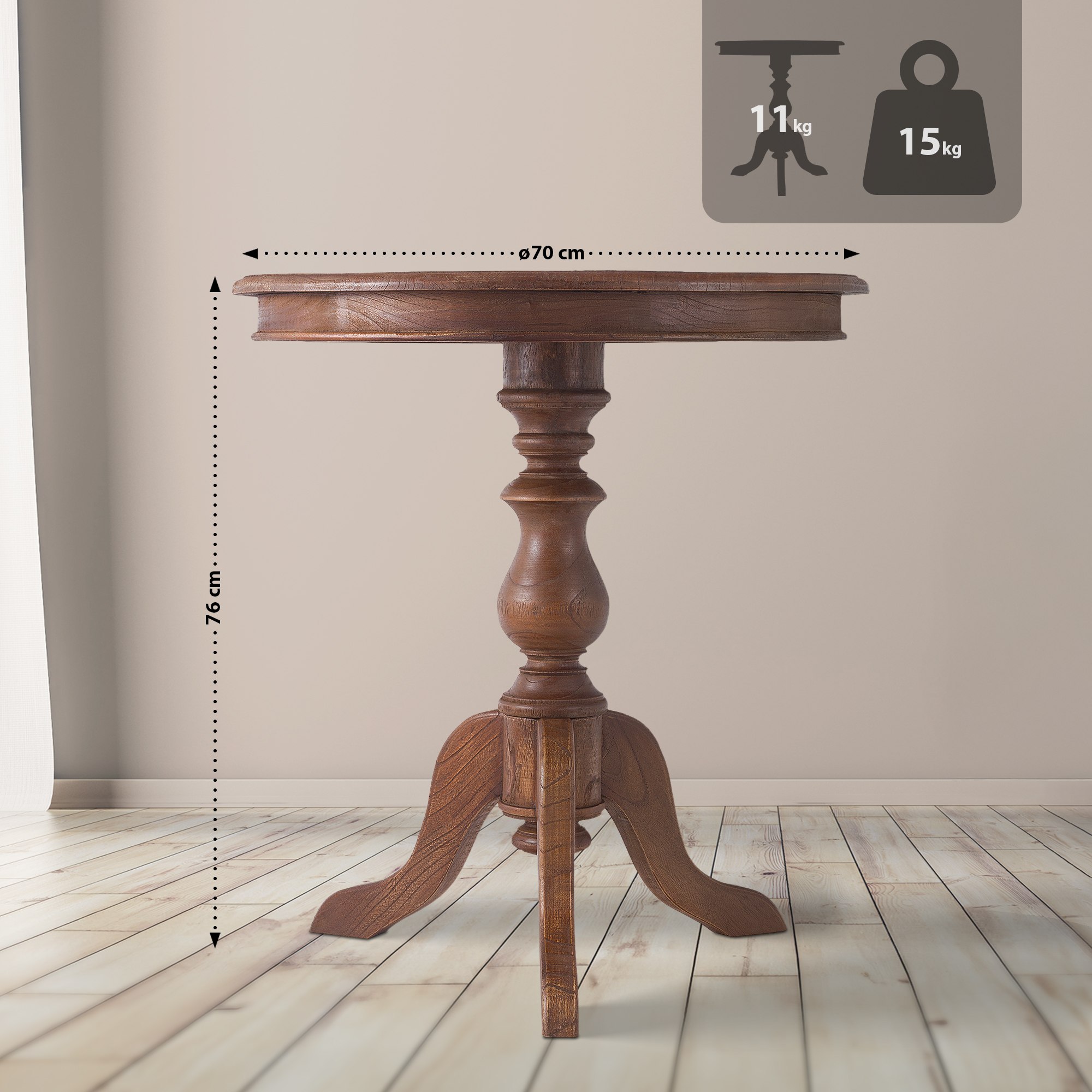 Beistelltisch Wiva 70 cm braun