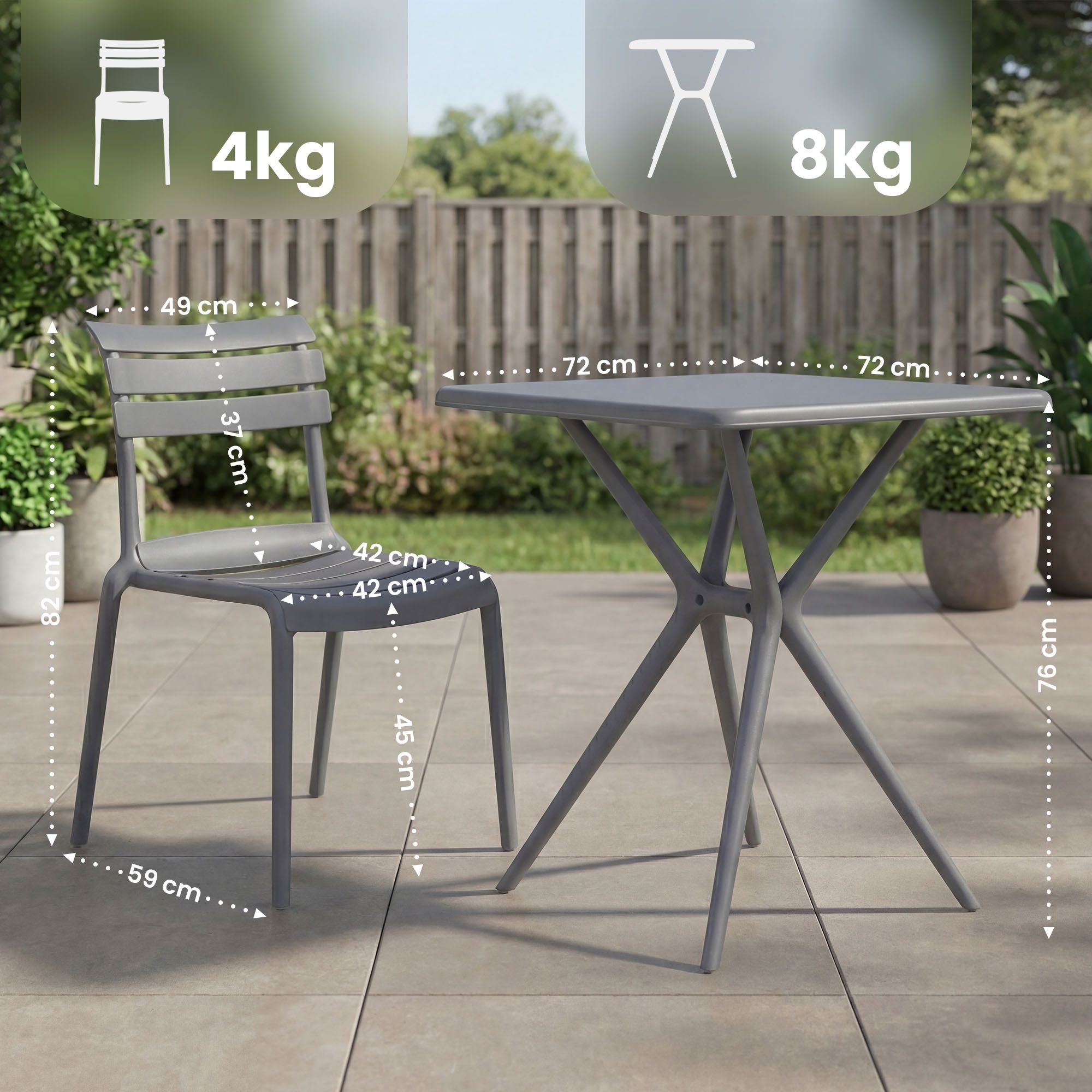 Gartenmöbel-Set Vela mit 2 Stühlen dunkelgrau
