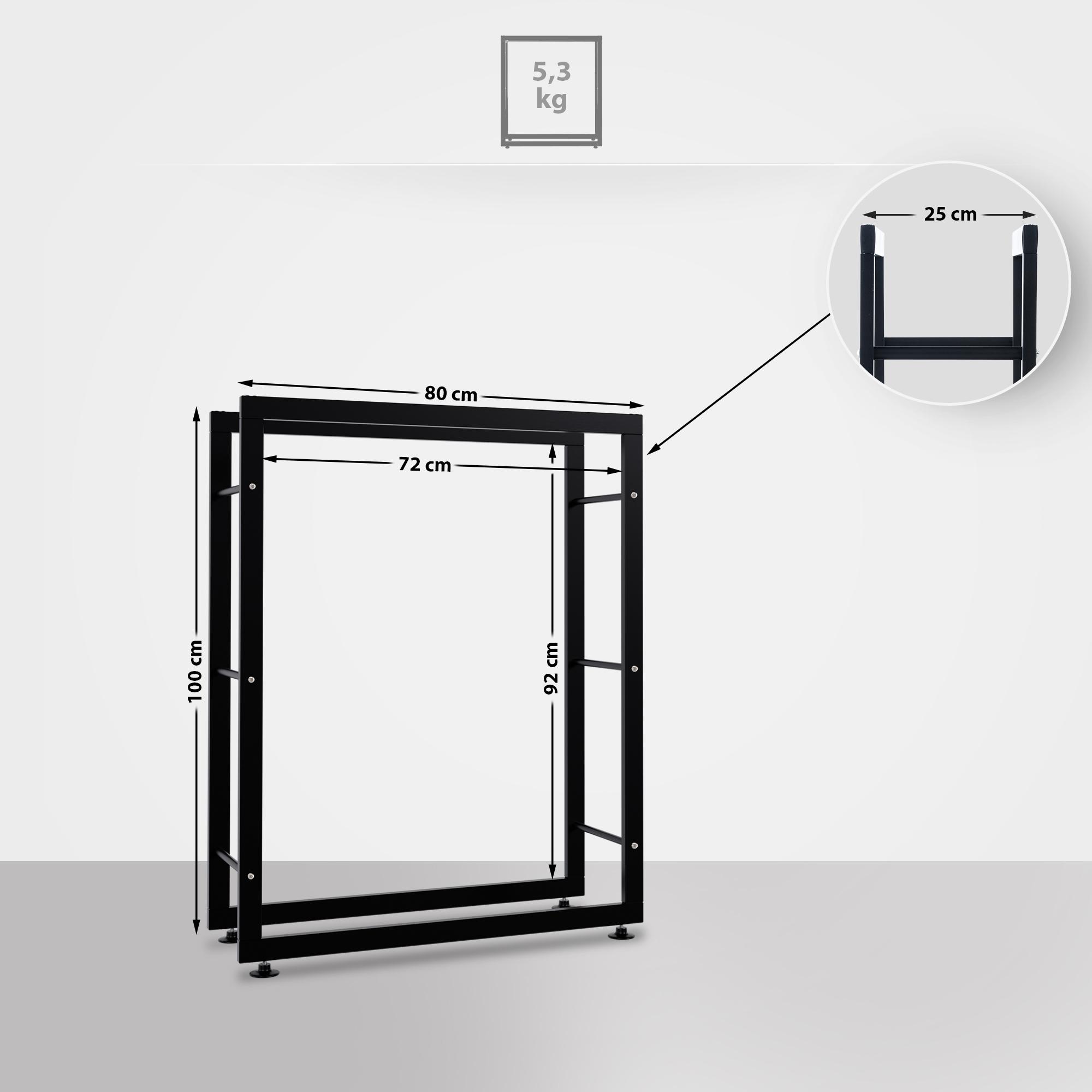 Kaminholzständer Keri V2 schwarz 25x80x100 cm