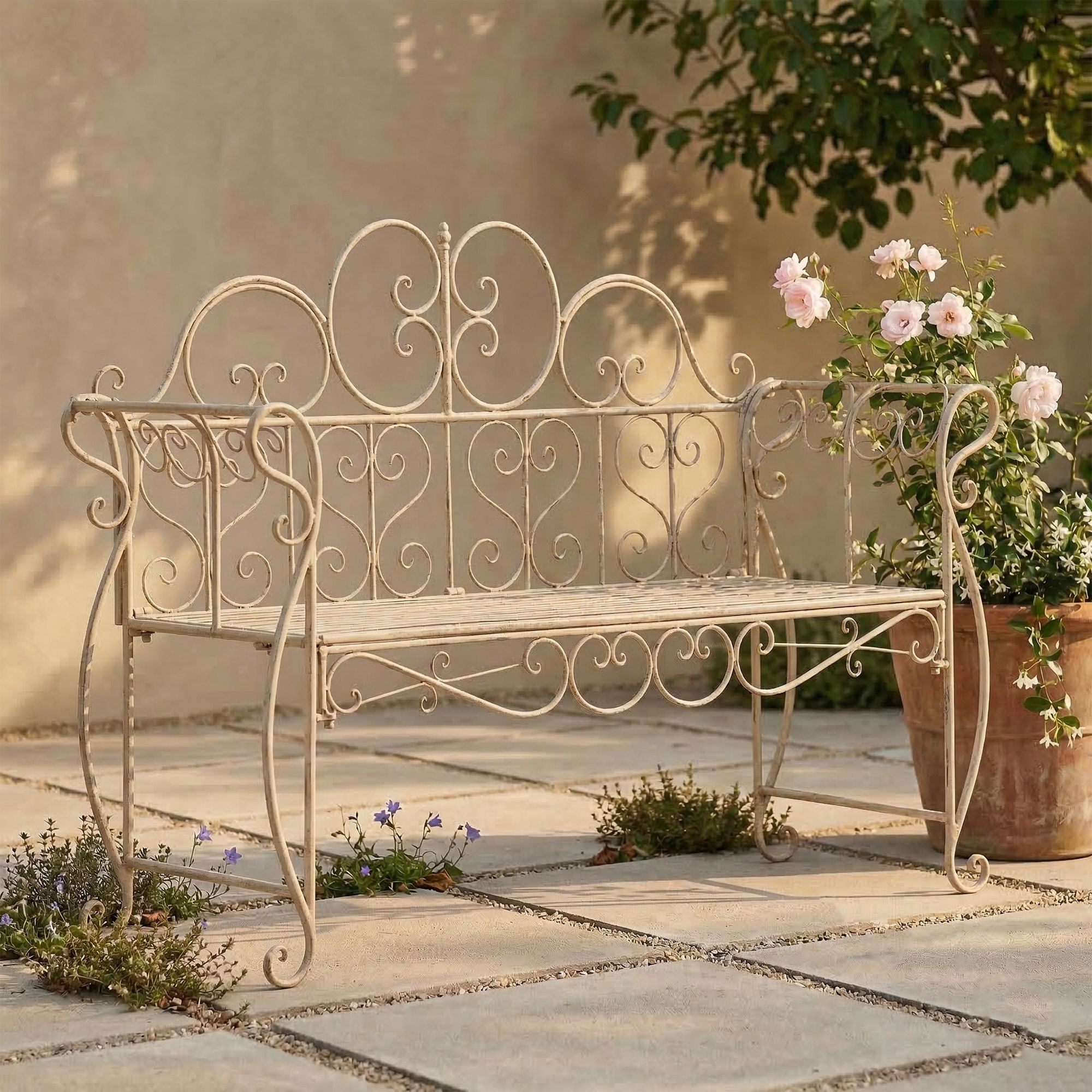 Gartenbank Minna antik-creme