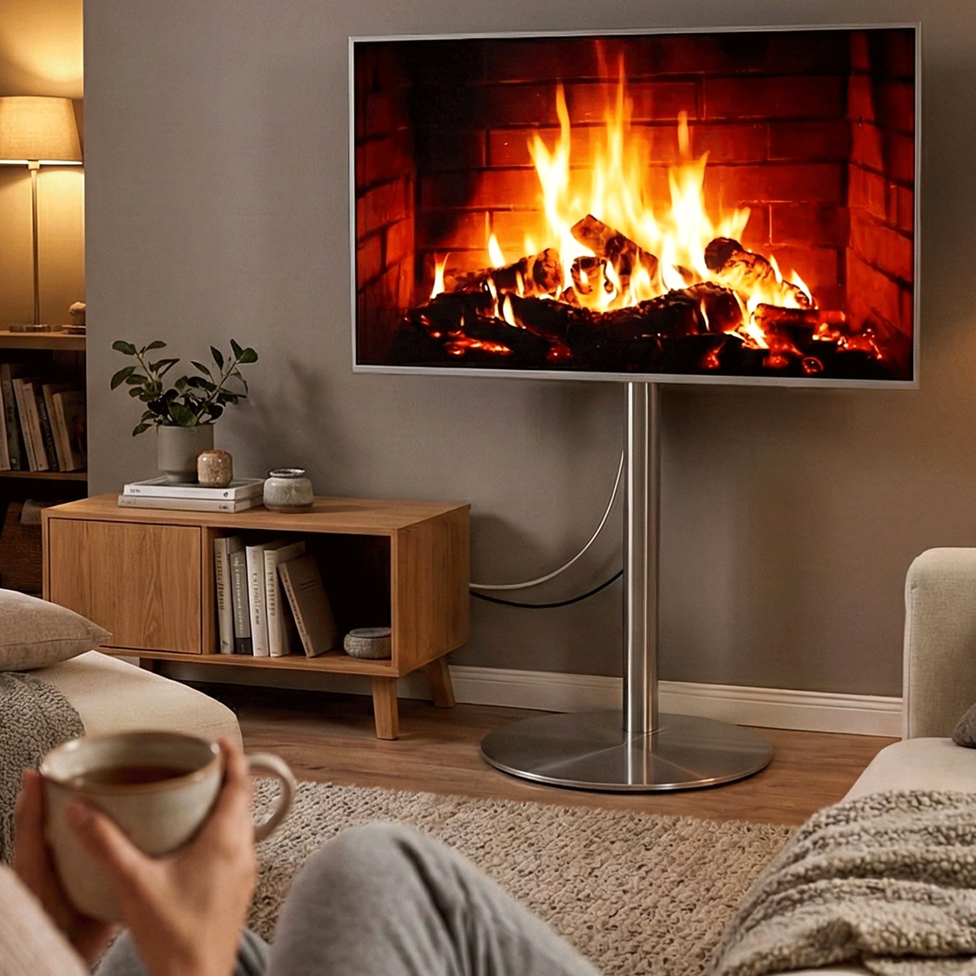 TV Standfuß edelstahl rund