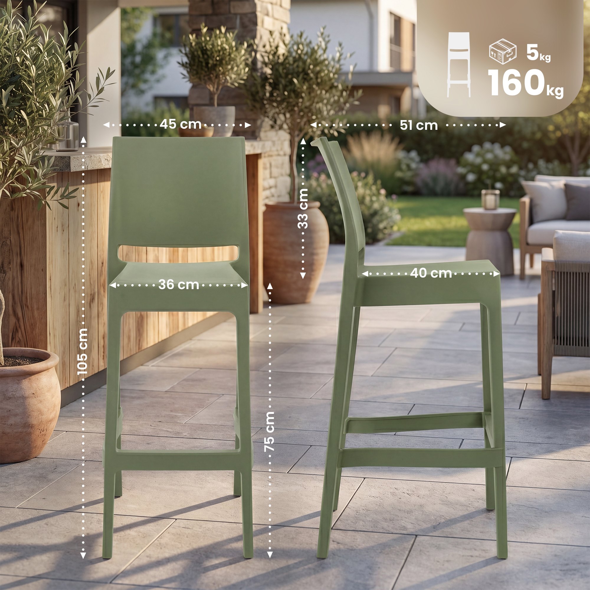 4er Set Barhocker Maya Kunststoff