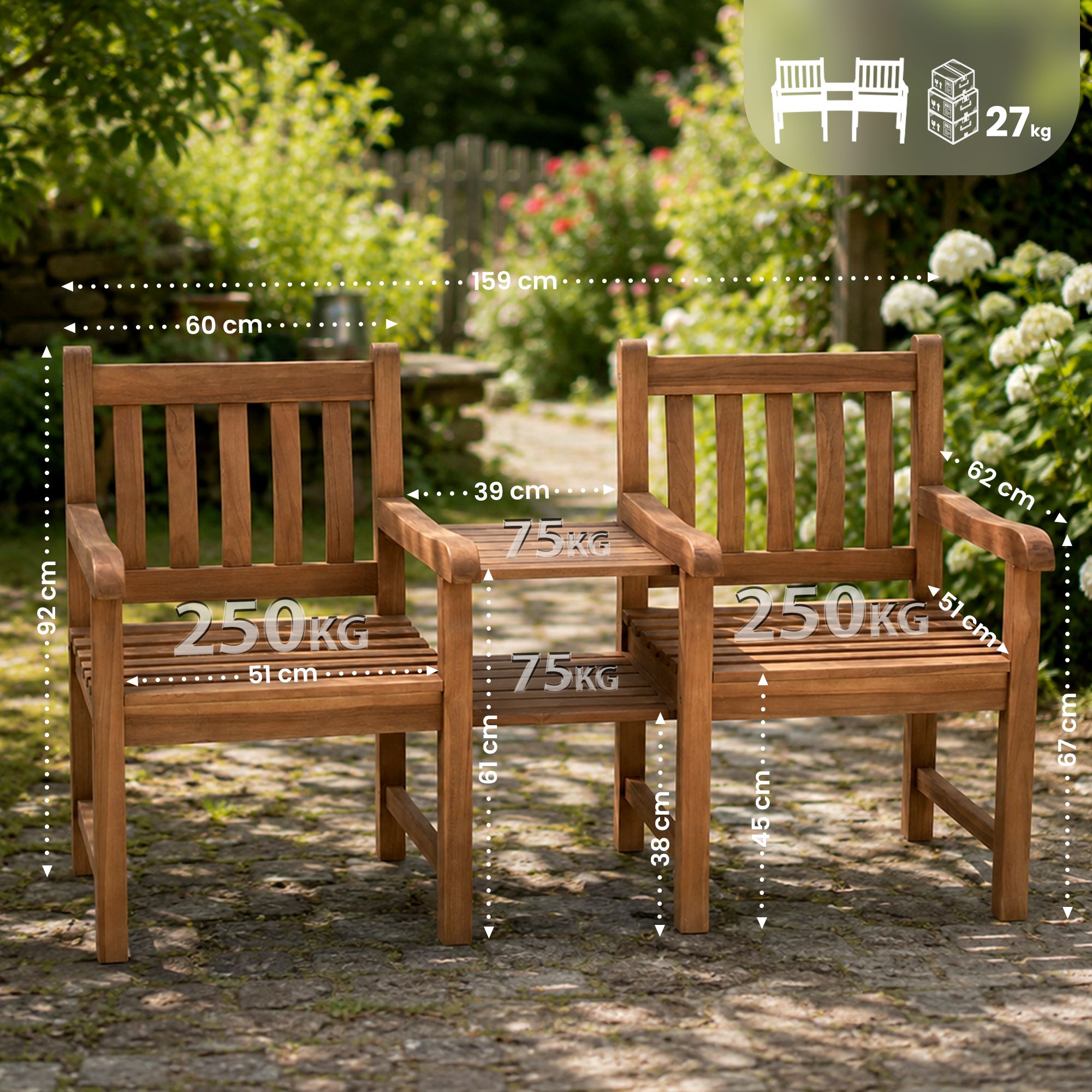 Teakbank Briony mit Tisch teak
